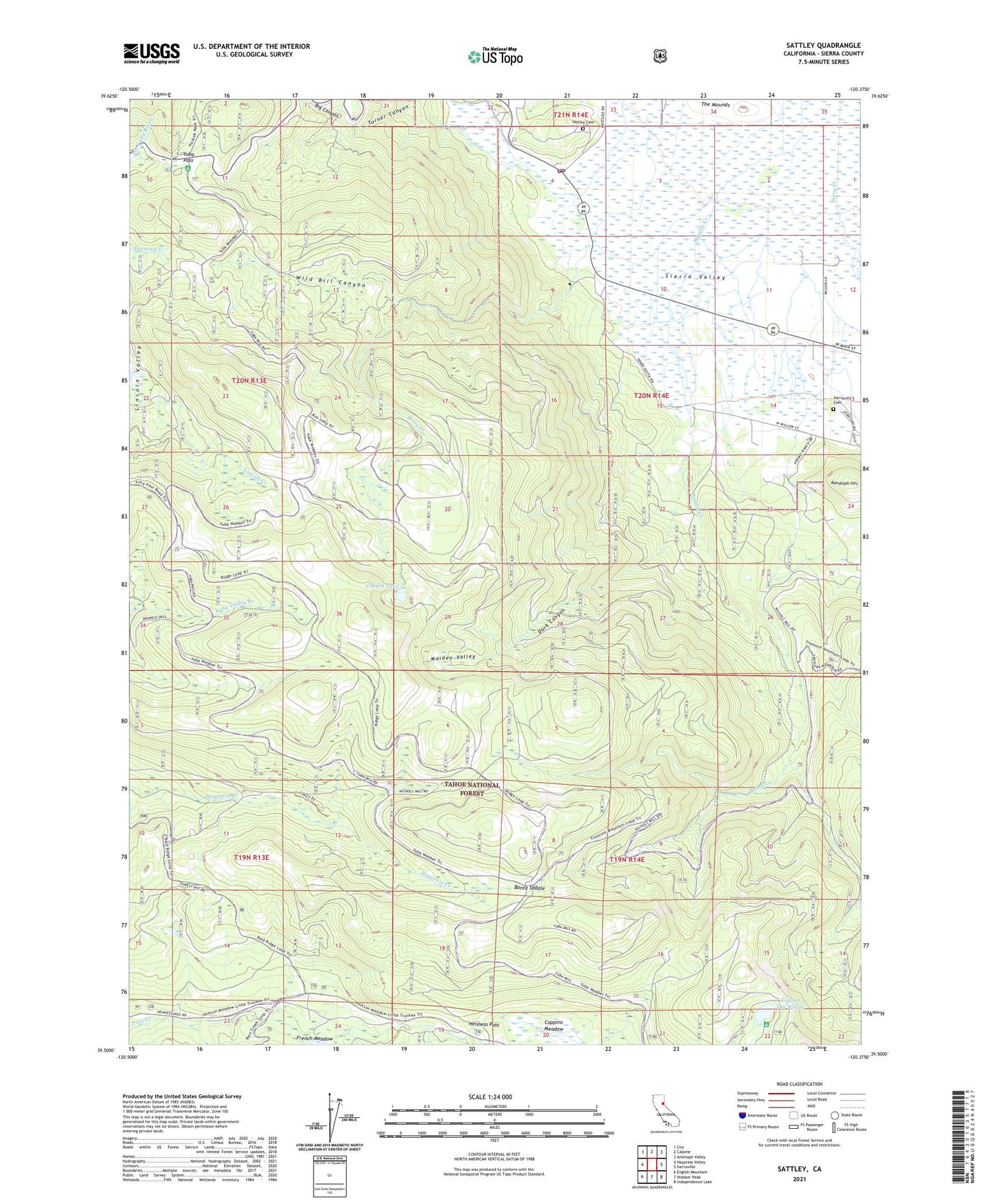 Sattley California US Topo Map Image
