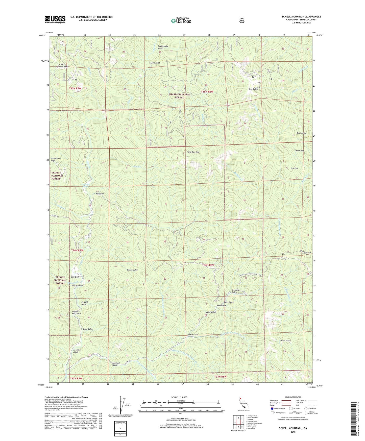 Schell Mountain California US Topo Map Image