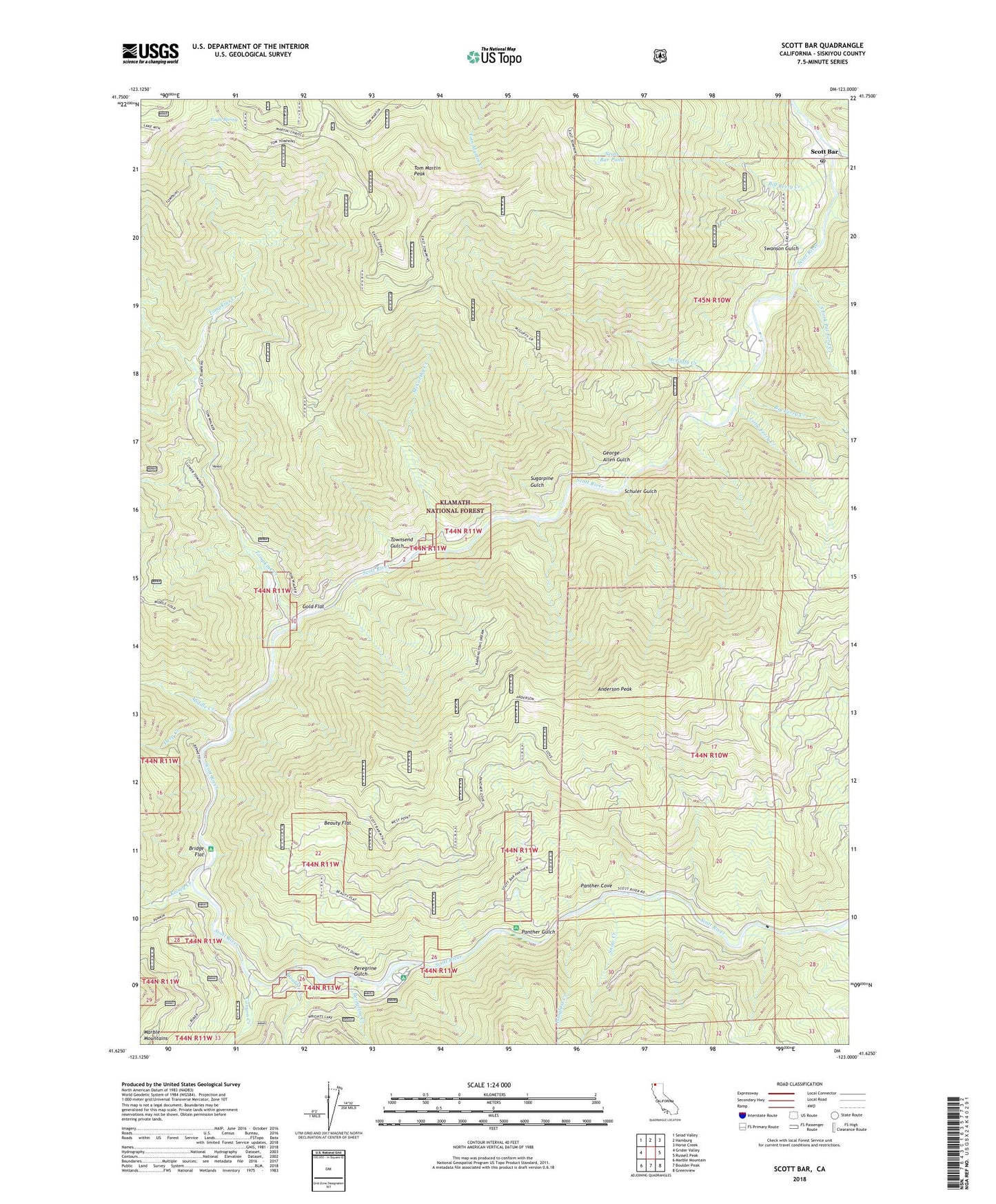 Scott Bar California US Topo Map Image