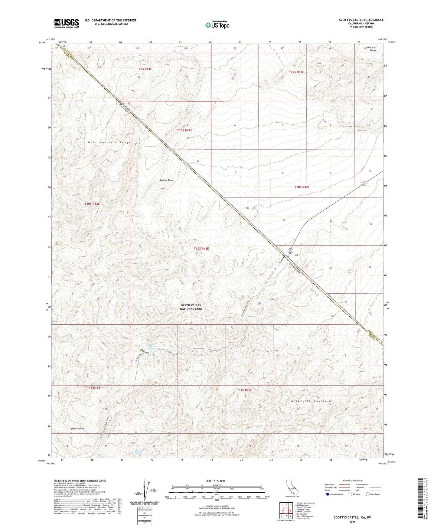 Scottys Castle California US Topo Map Image