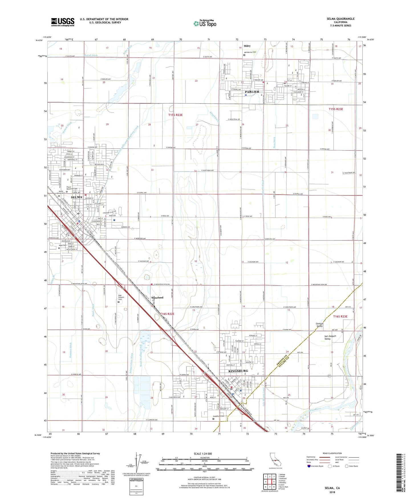 Selma California US Topo Map Image