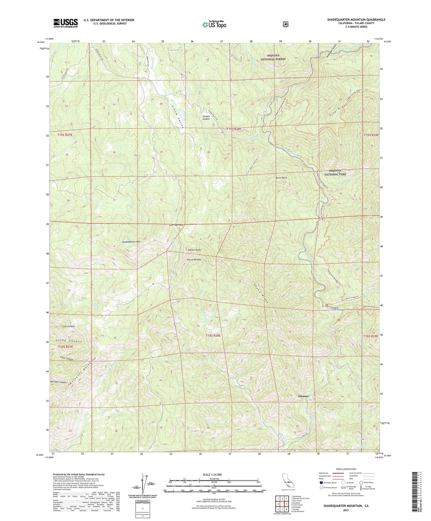 Shadequarter Mountain California US Topo Map Image