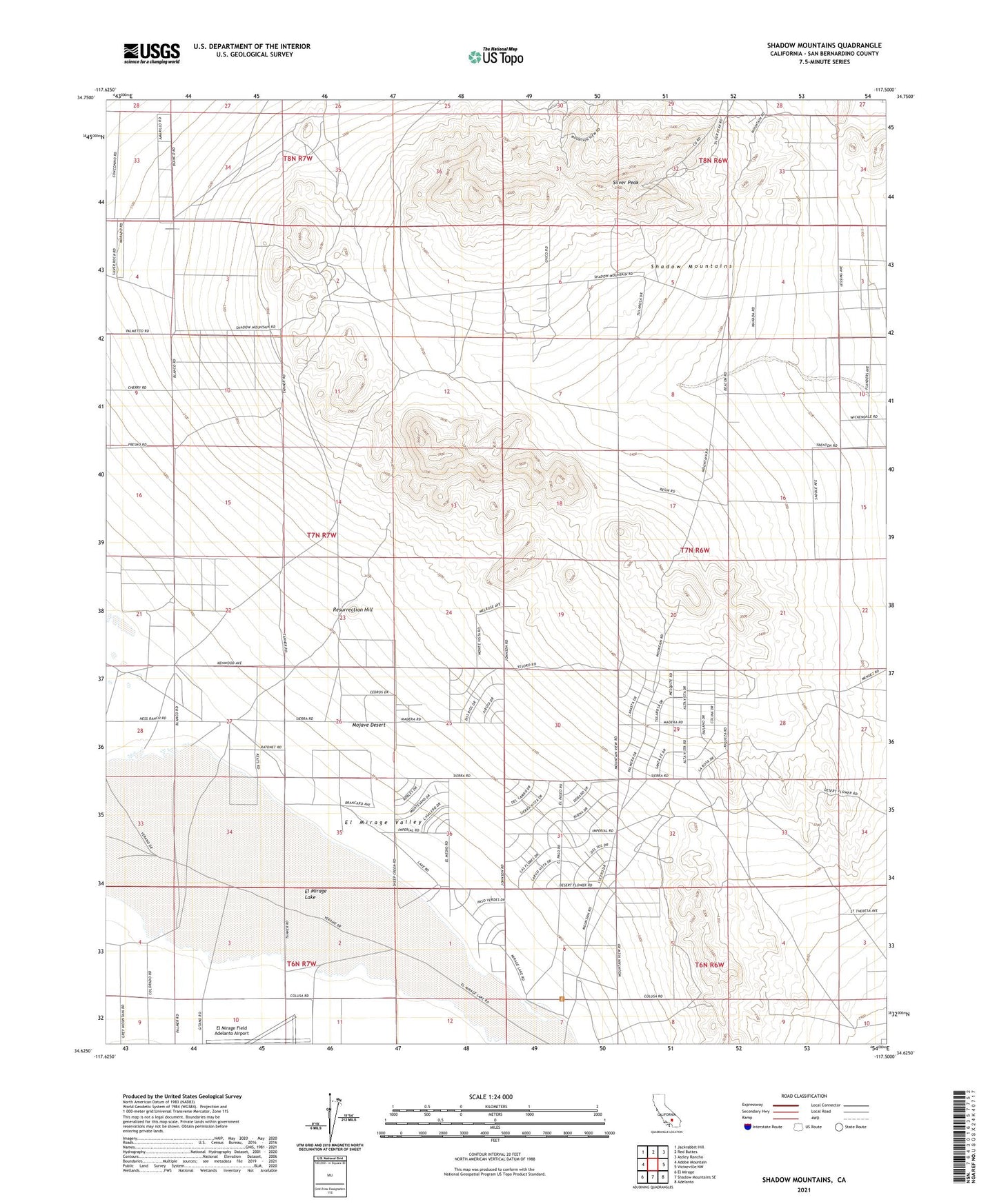 Shadow Mountains California US Topo Map Image