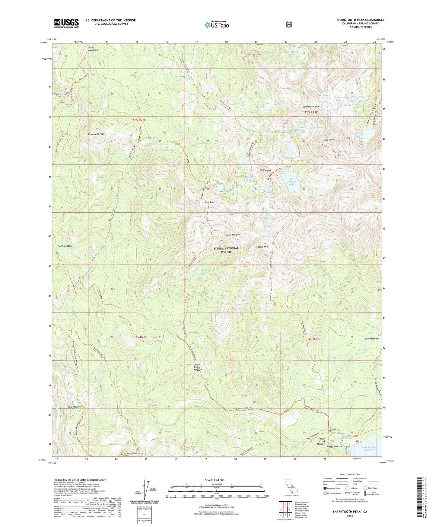 Sharktooth Peak California US Topo Map Image