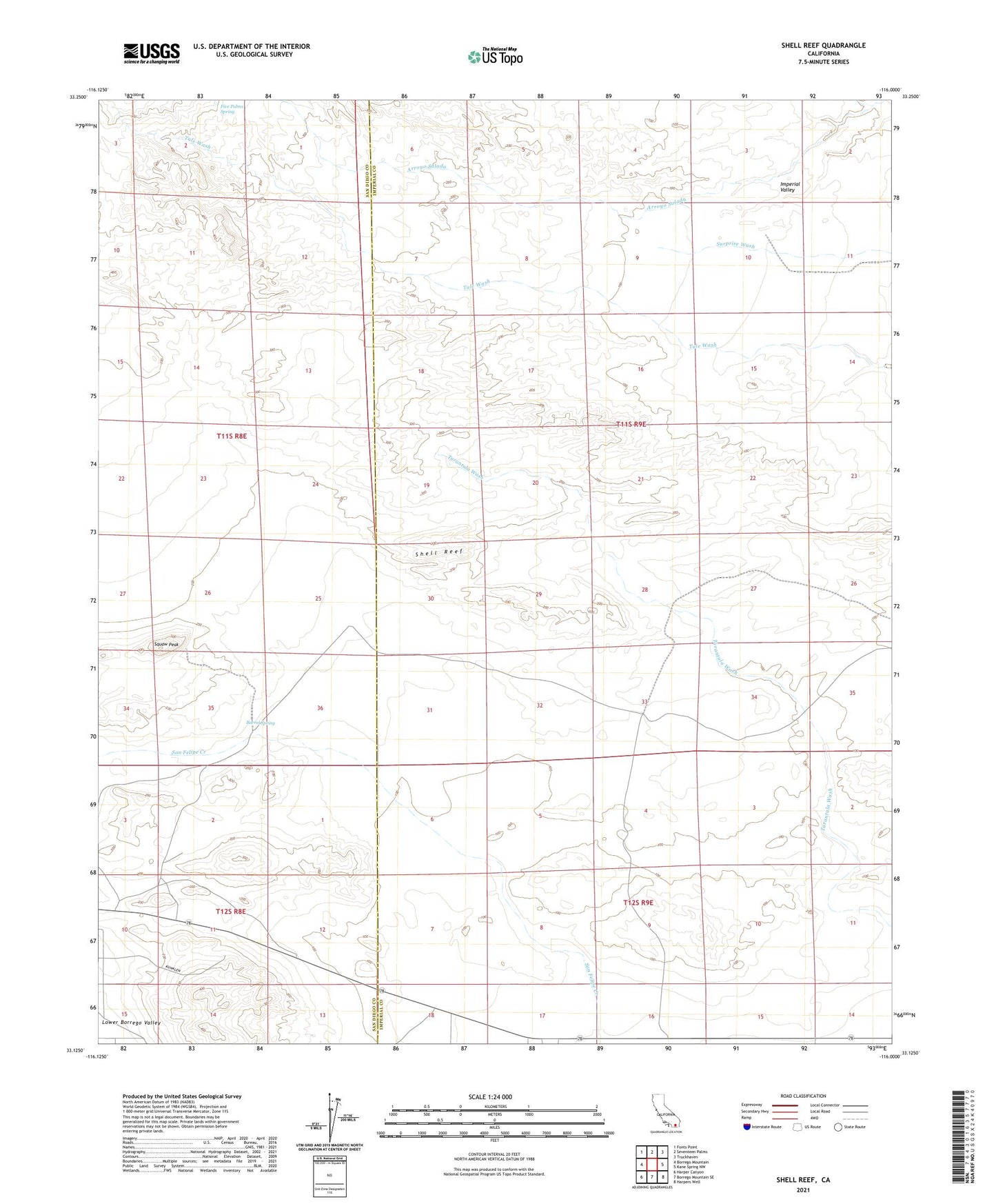 Shell Reef California US Topo Map Image