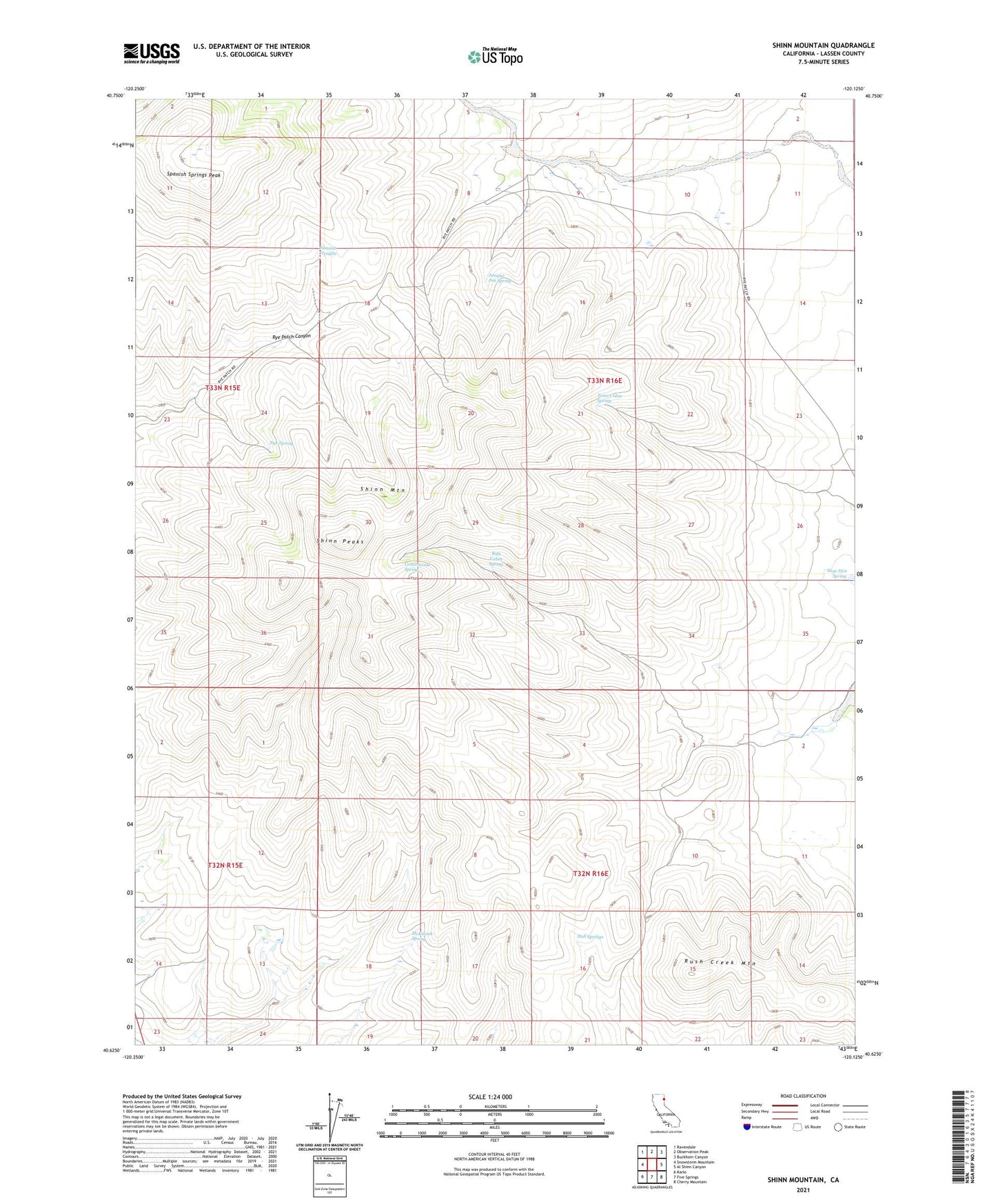 Shinn Mountain California US Topo Map Image
