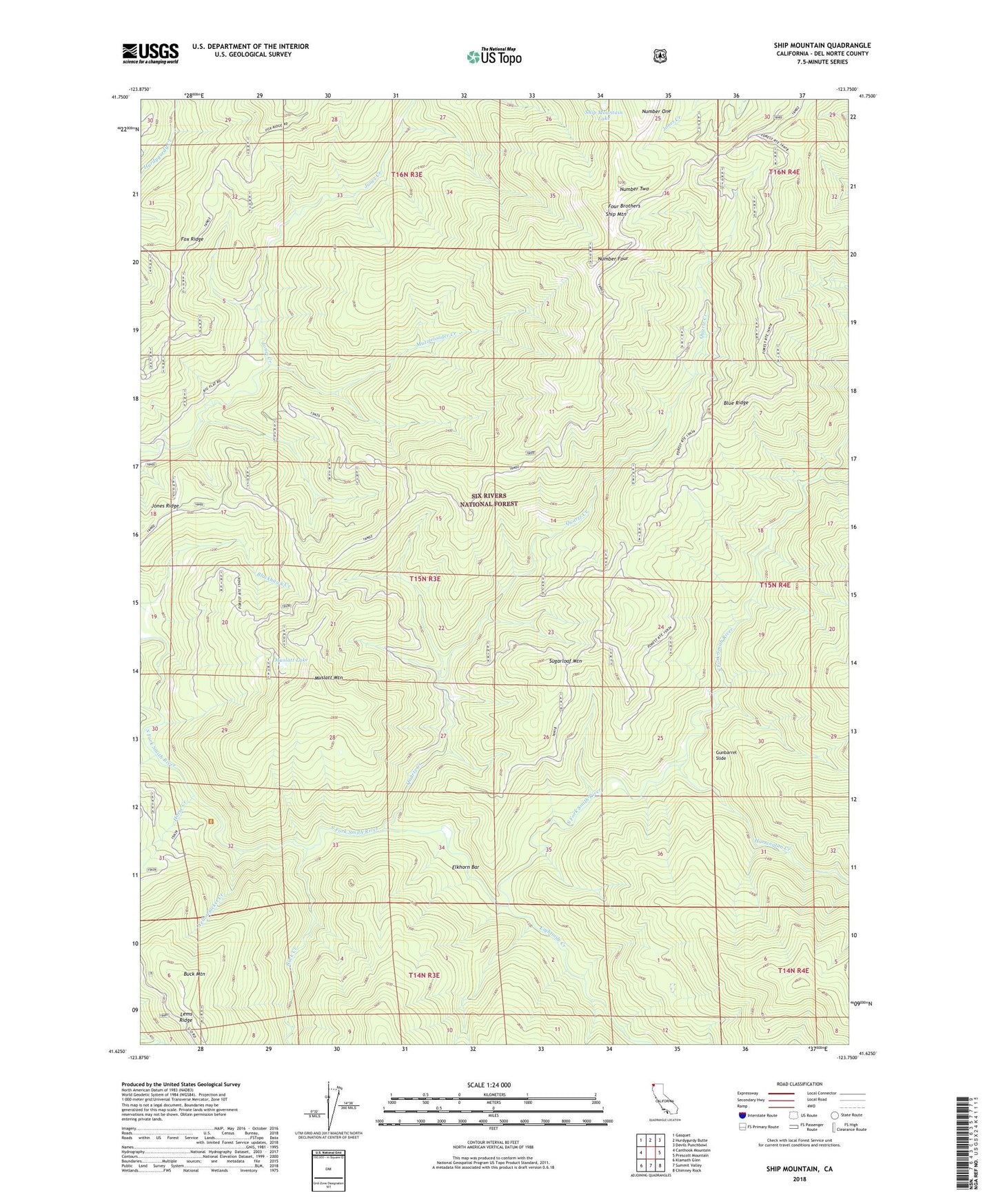 Ship Mountain California US Topo Map Image