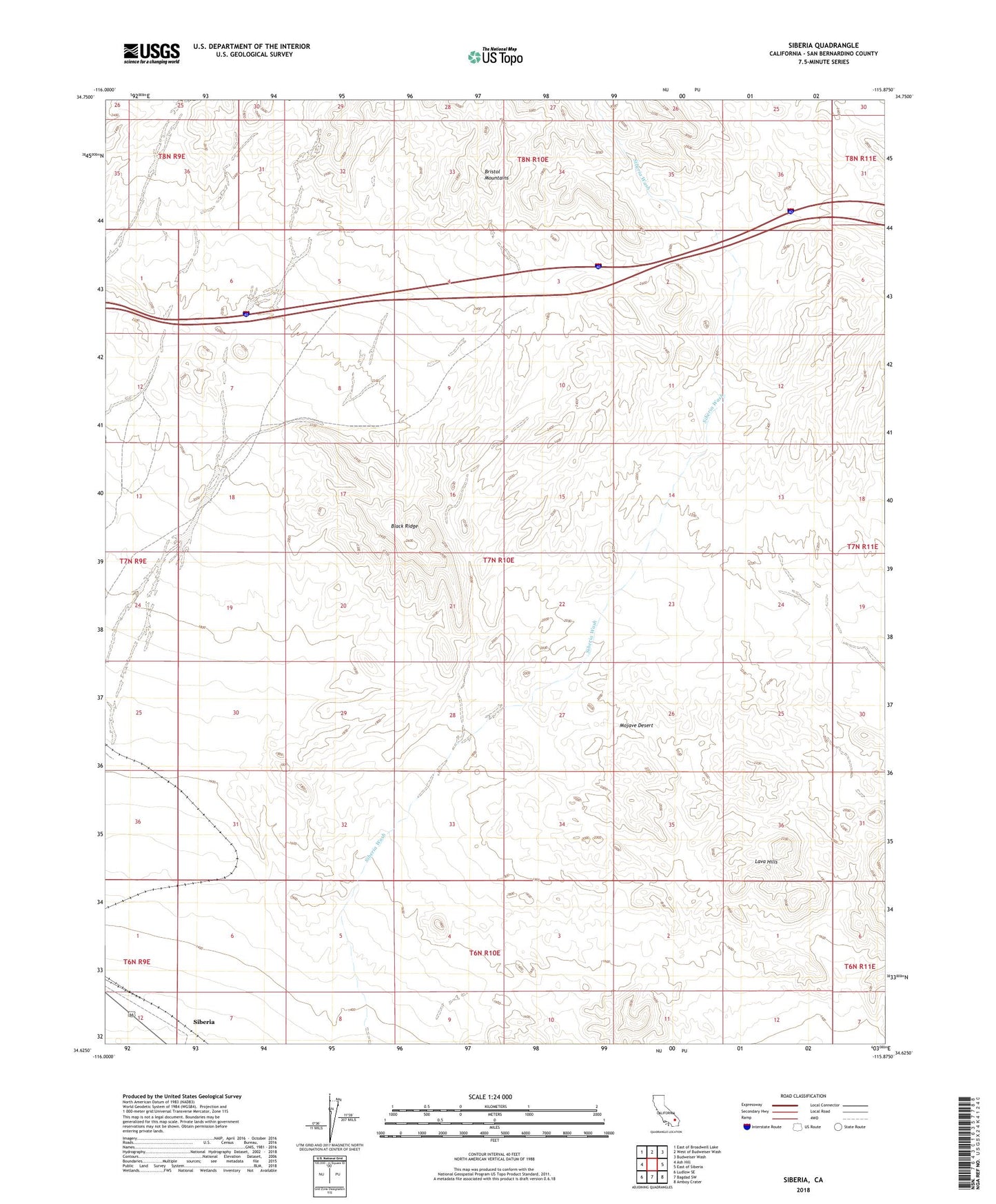 Siberia California US Topo Map Image