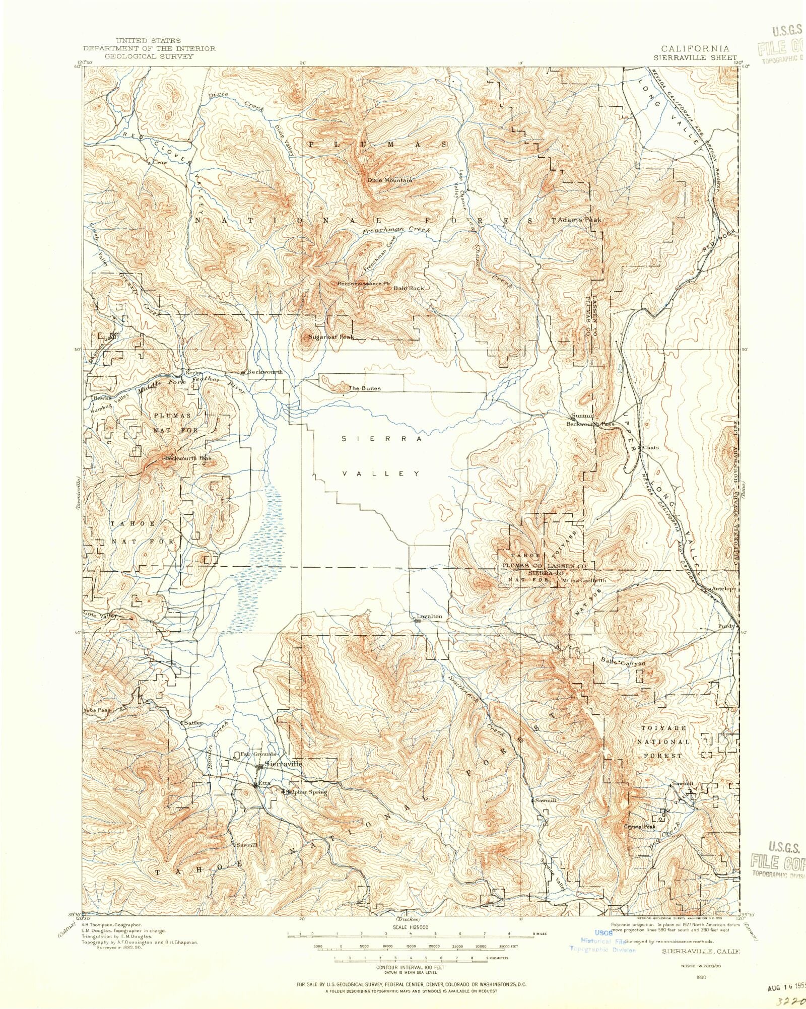 Historic 1890 Sierraville California 30'x30' Topo Map – MyTopo Map