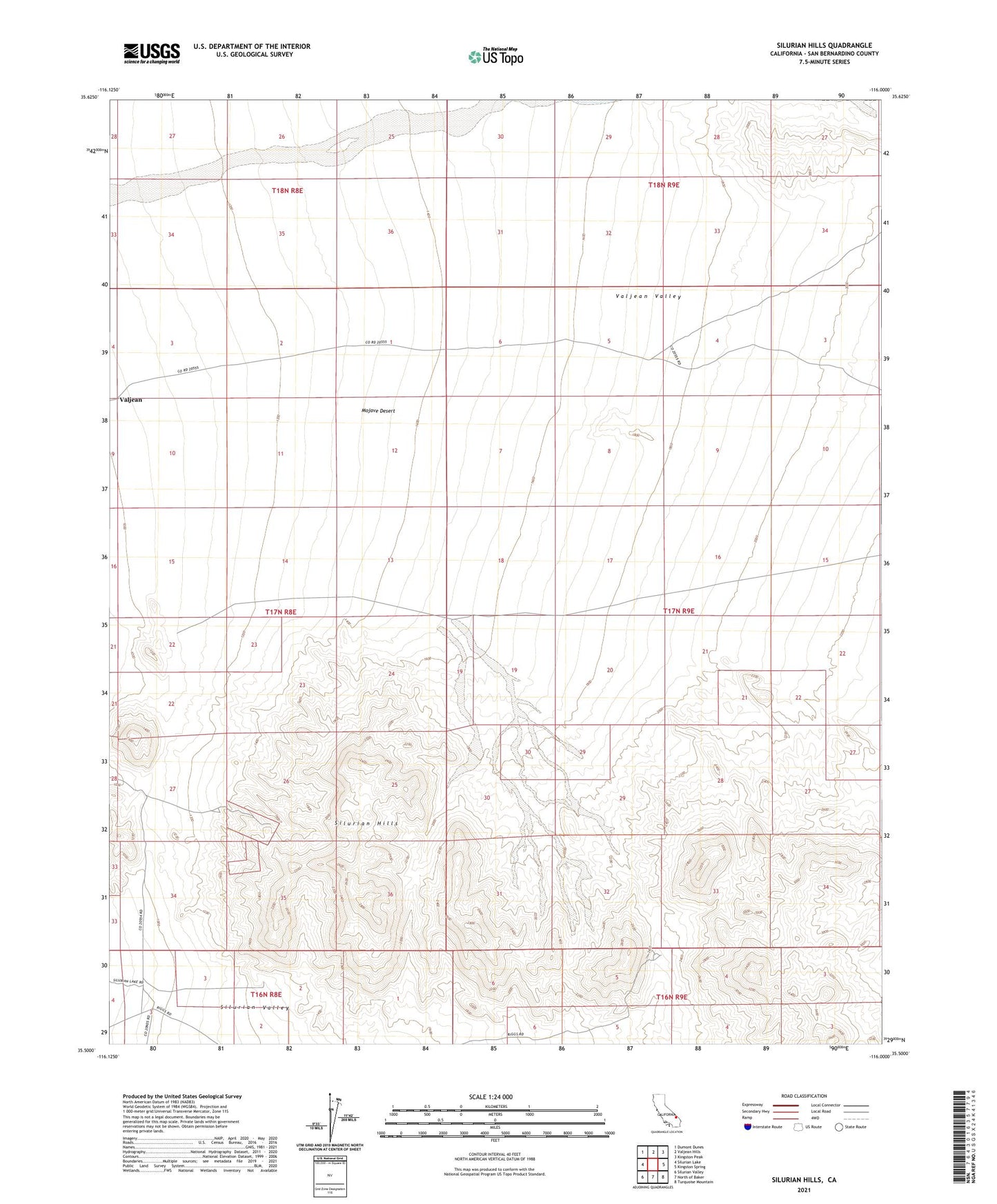 Silurian Hills California US Topo Map Image