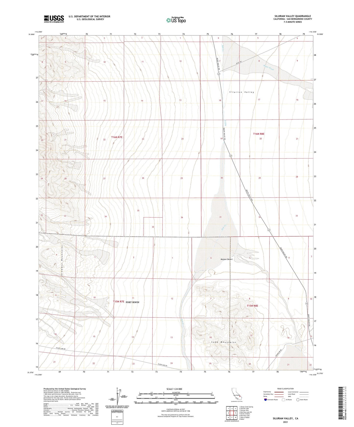 Silurian Valley California US Topo Map Image