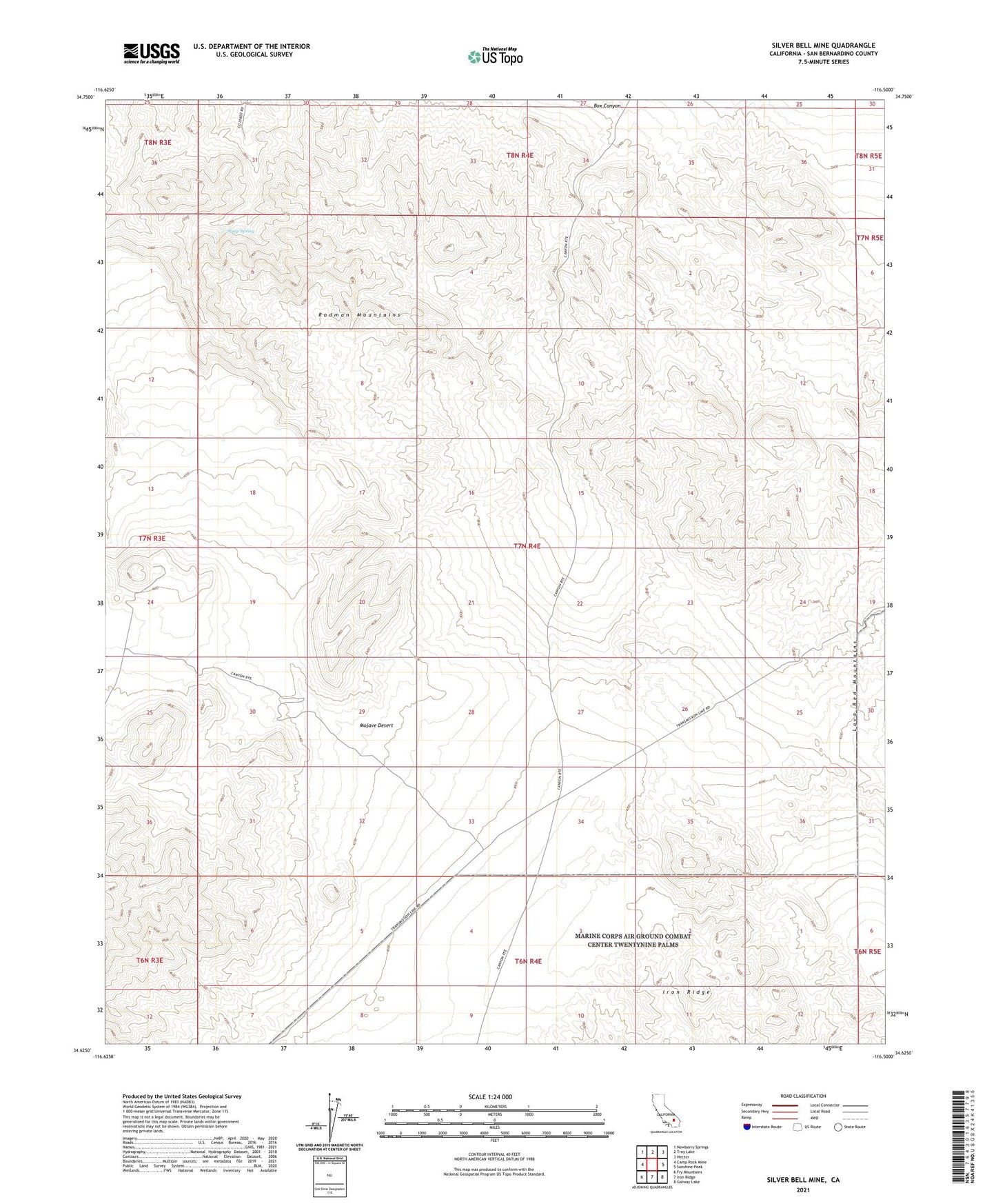 Silver Bell Mine California US Topo Map Image