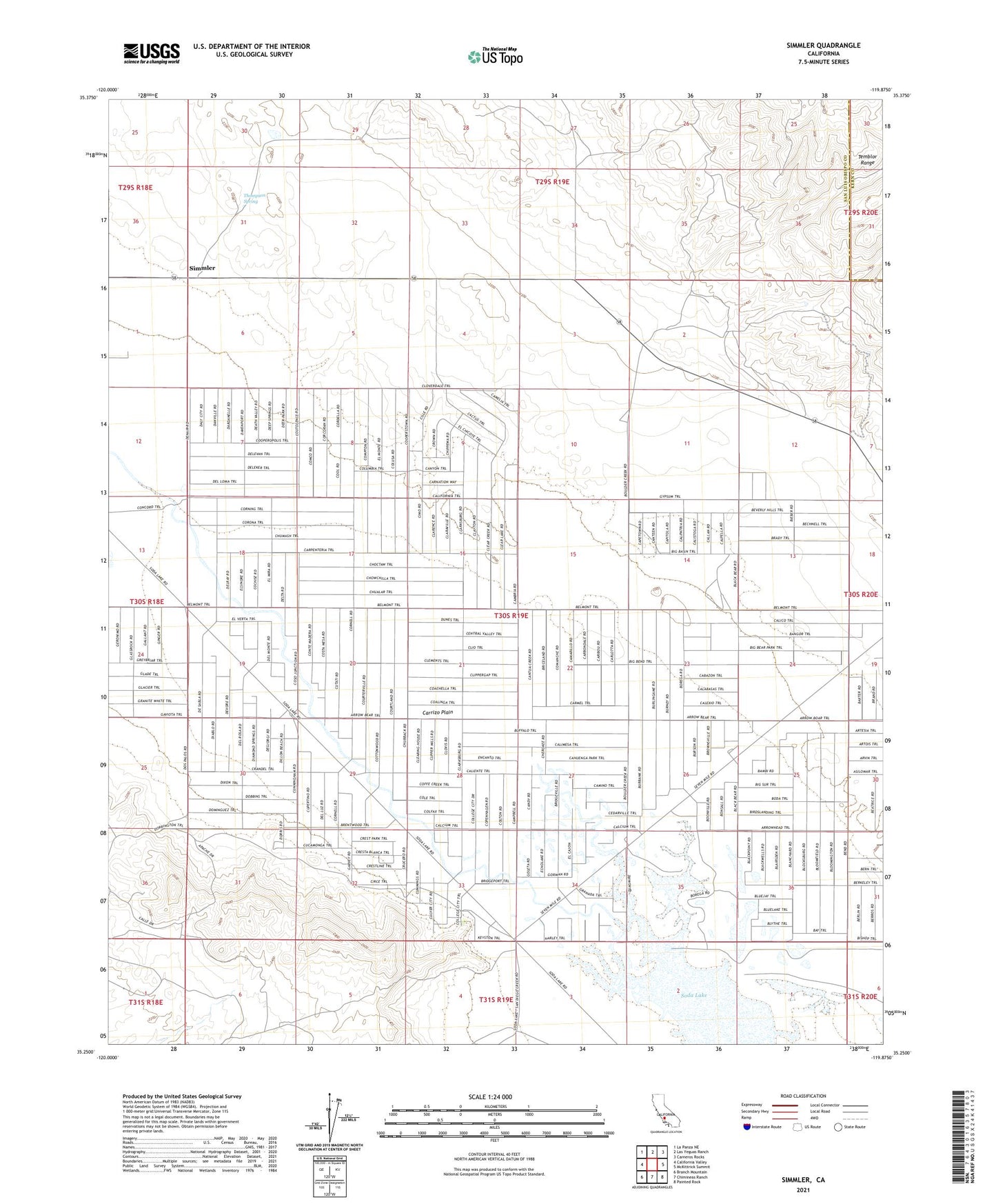 Simmler California US Topo Map Image