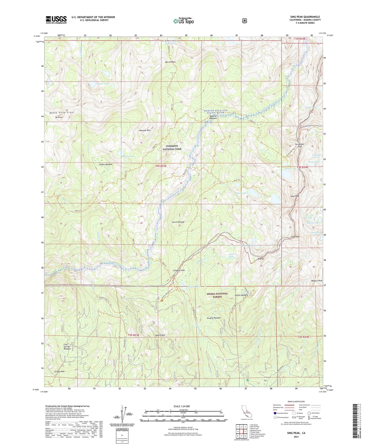 Sing Peak California US Topo Map Image