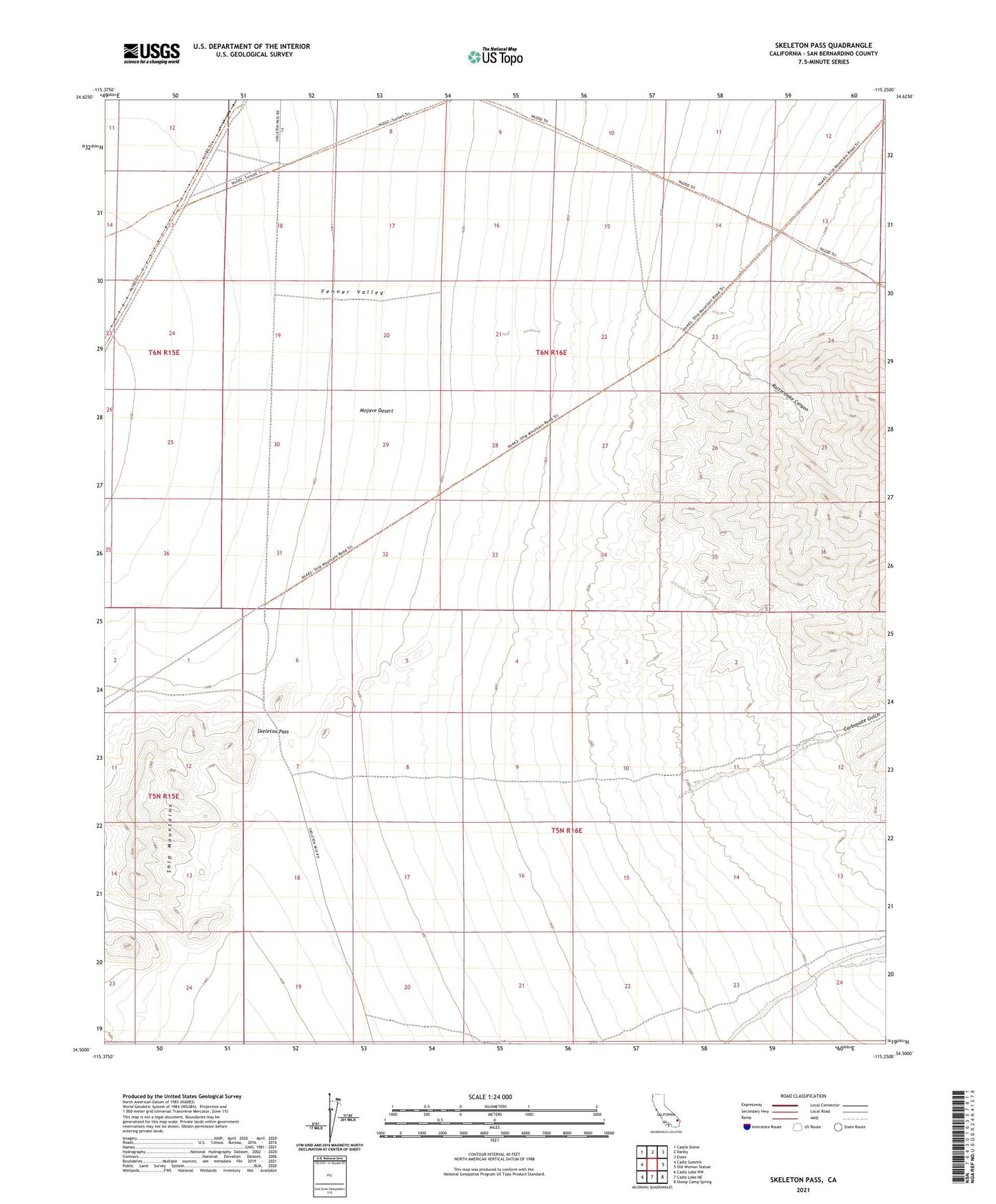 Skeleton Pass California US Topo Map Image