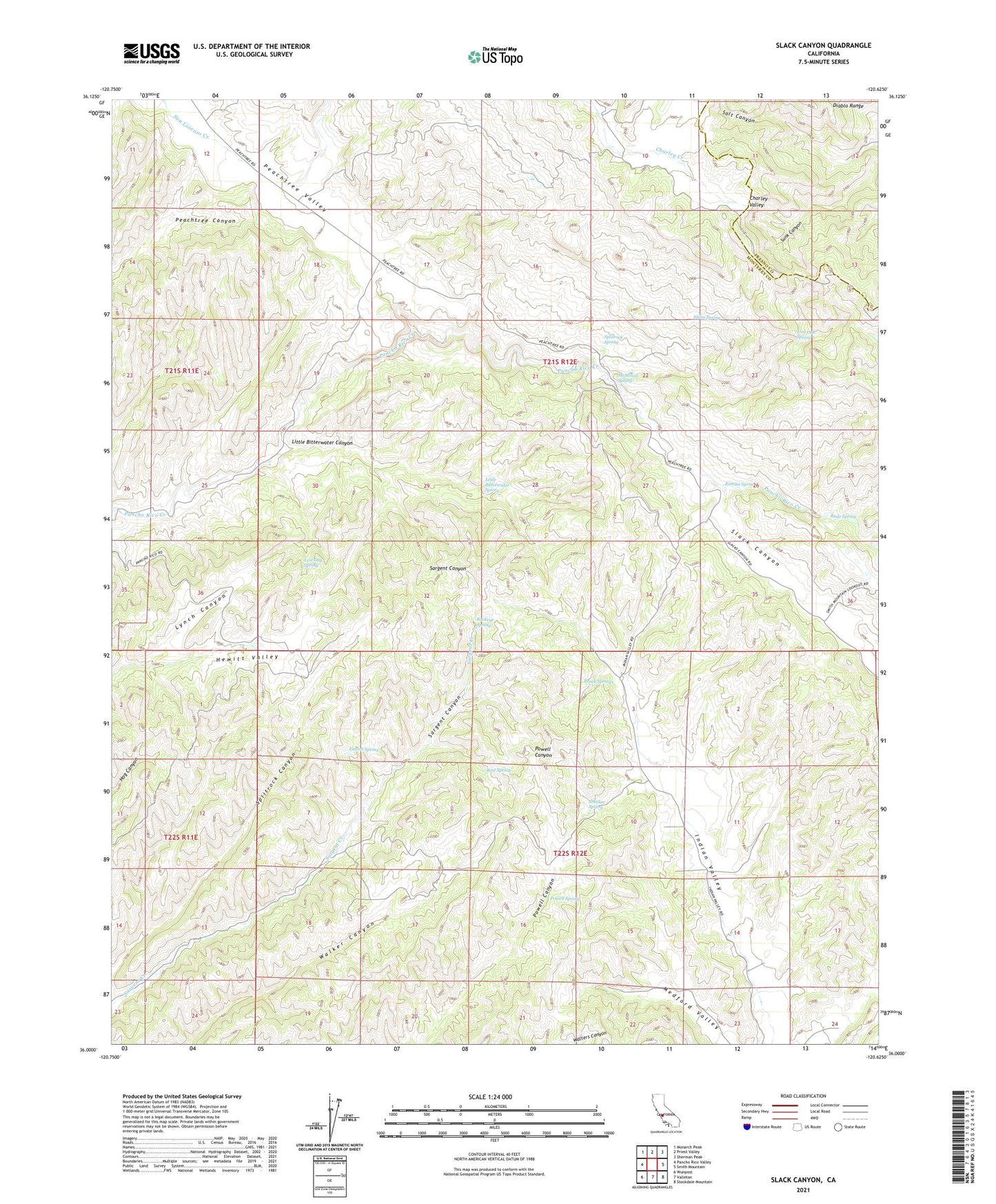 Slack Canyon California US Topo Map Image
