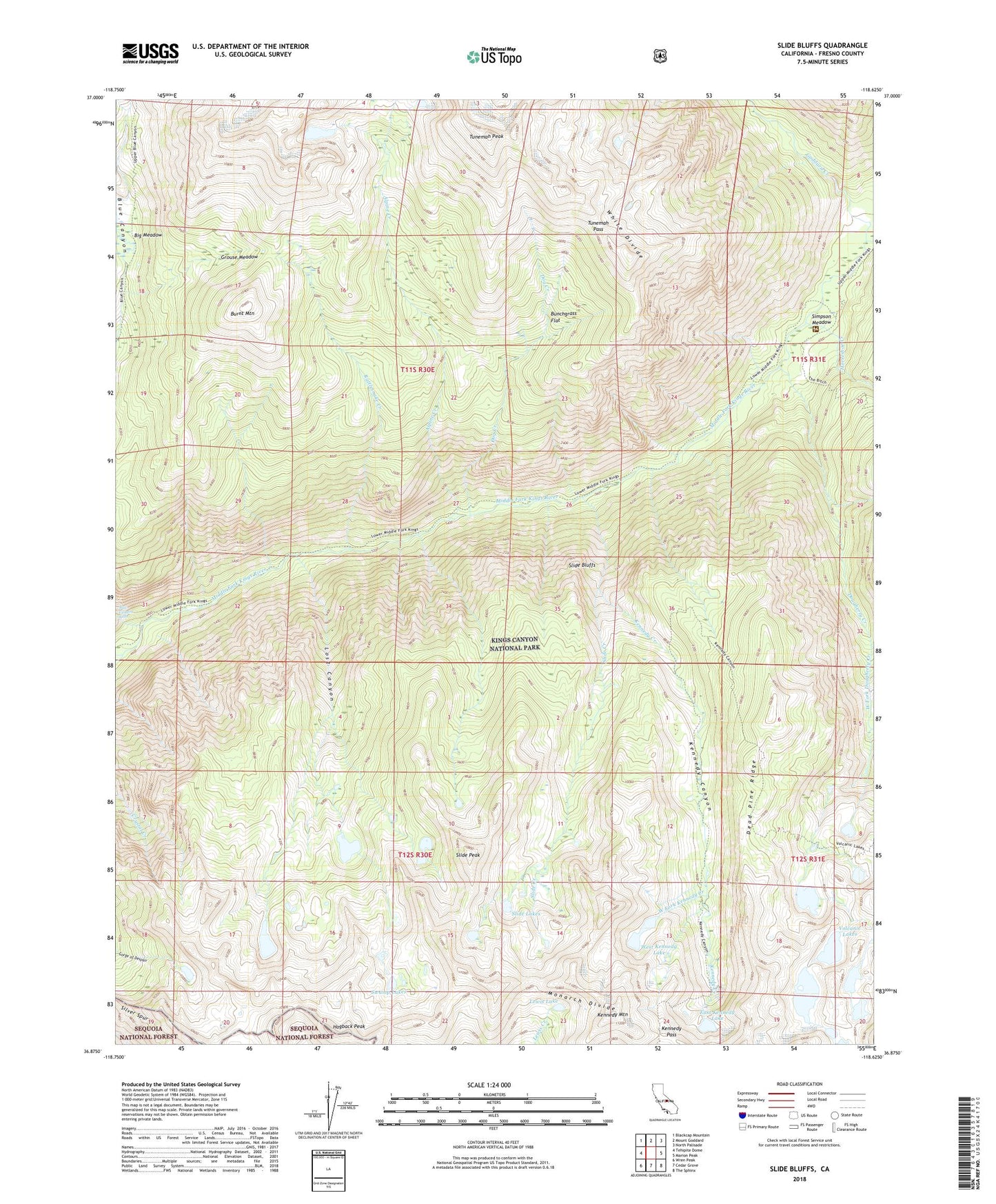 Slide Bluffs California US Topo Map Image