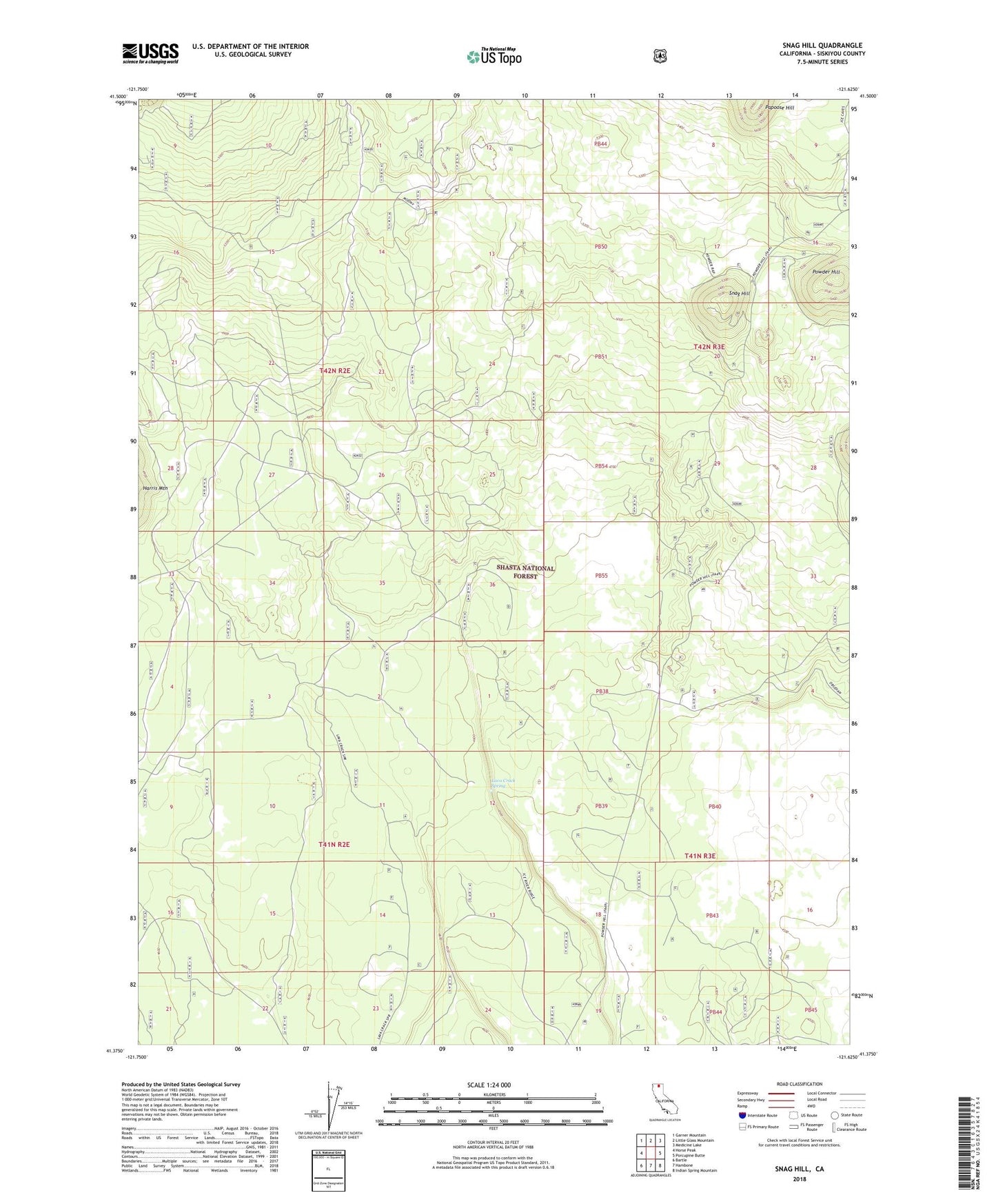 Snag Hill California US Topo Map Image