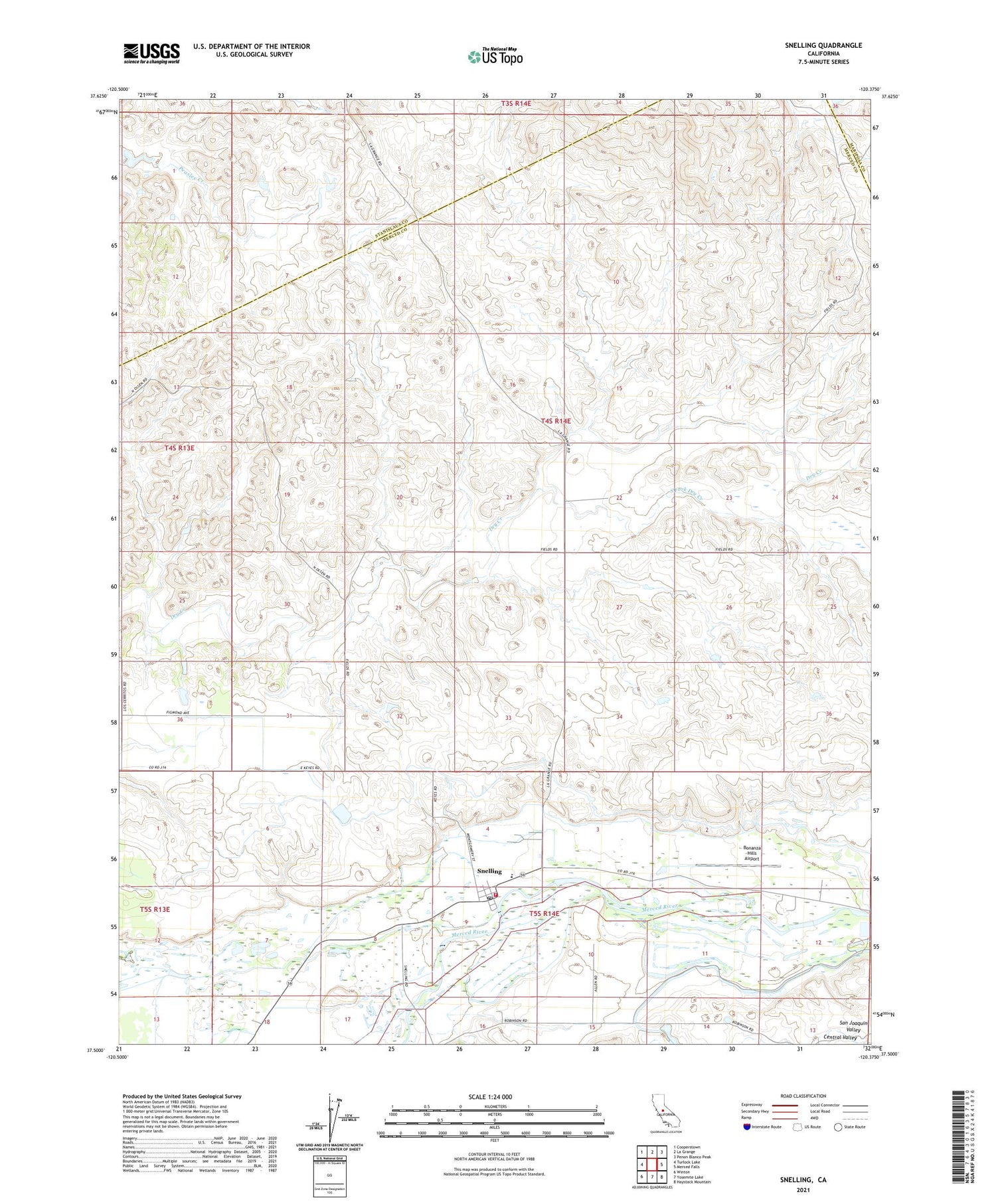 Snelling California US Topo Map Image