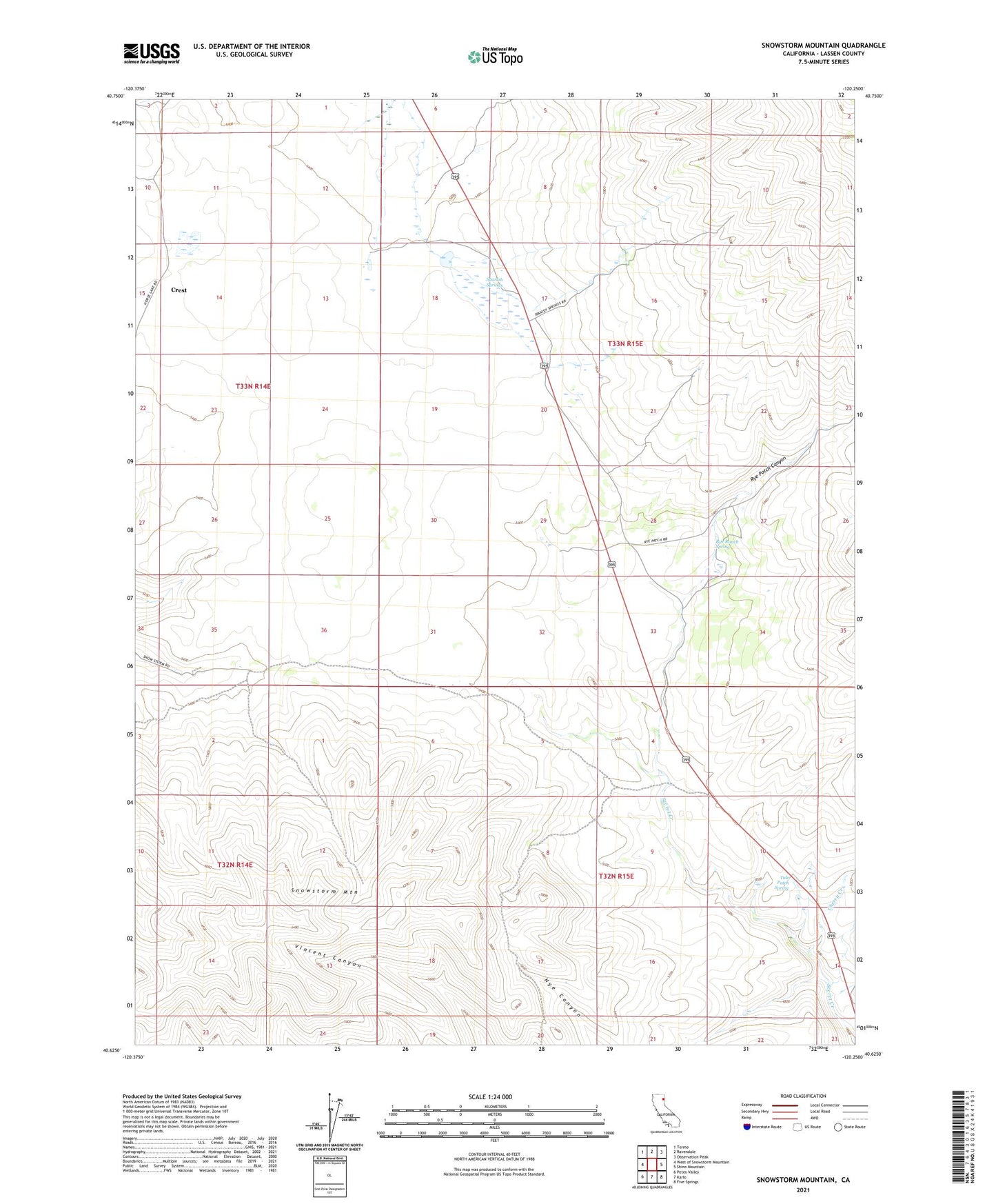 Snowstorm Mountain California US Topo Map Image