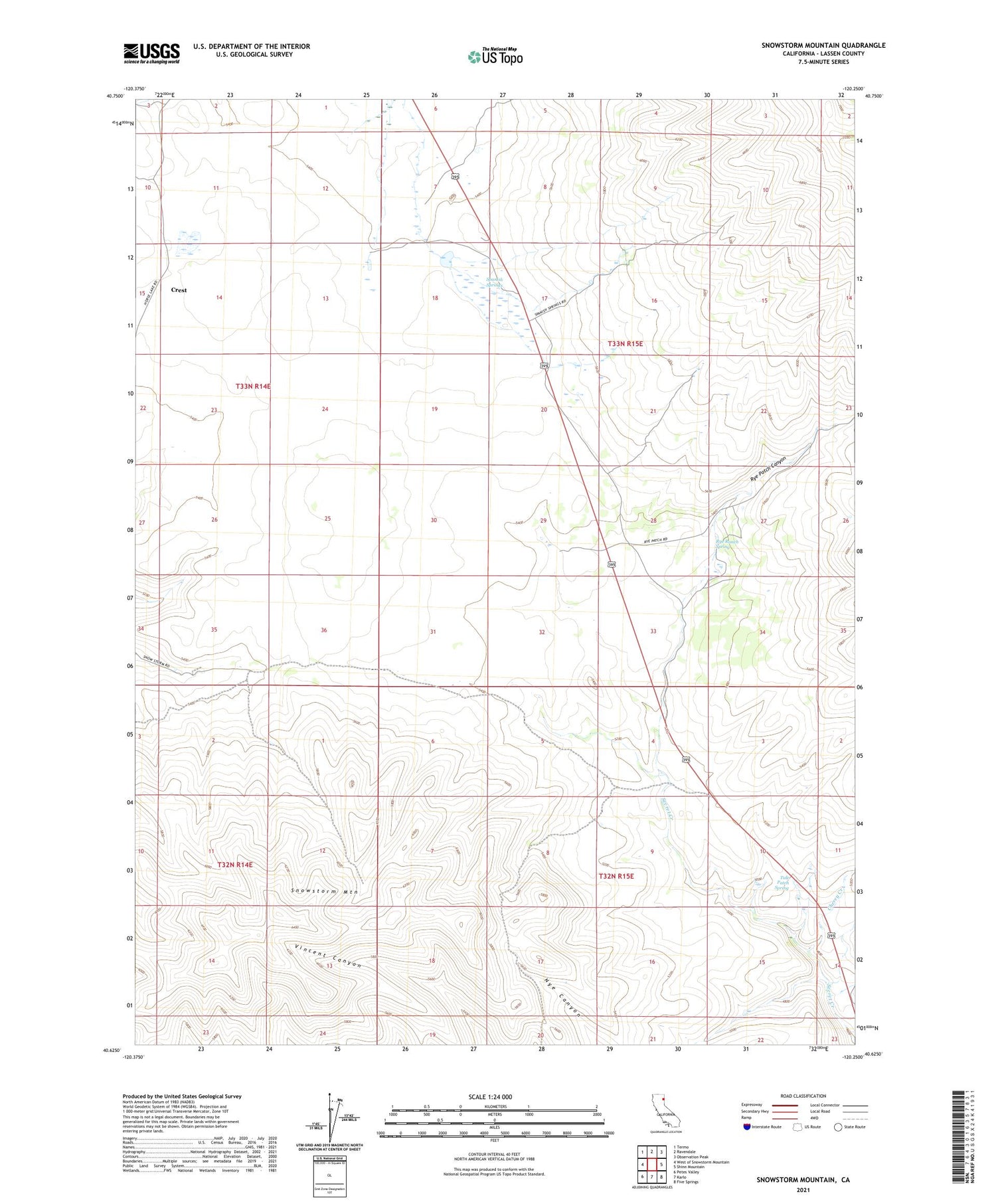 Snowstorm Mountain California US Topo Map Image