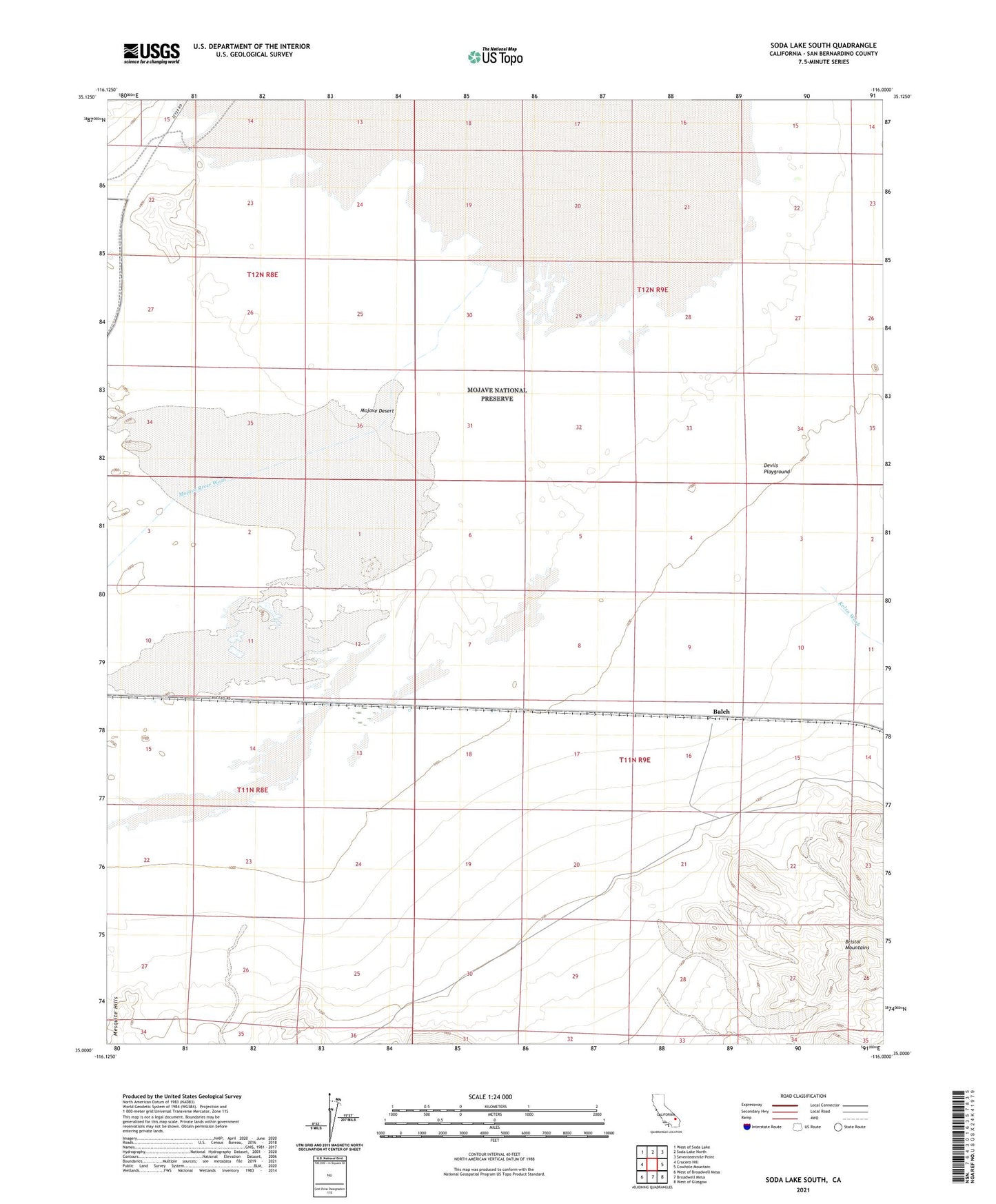 Soda Lake South California US Topo Map Image