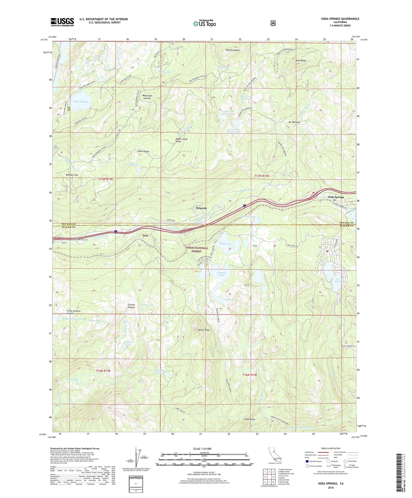 Soda Springs California US Topo Map Image
