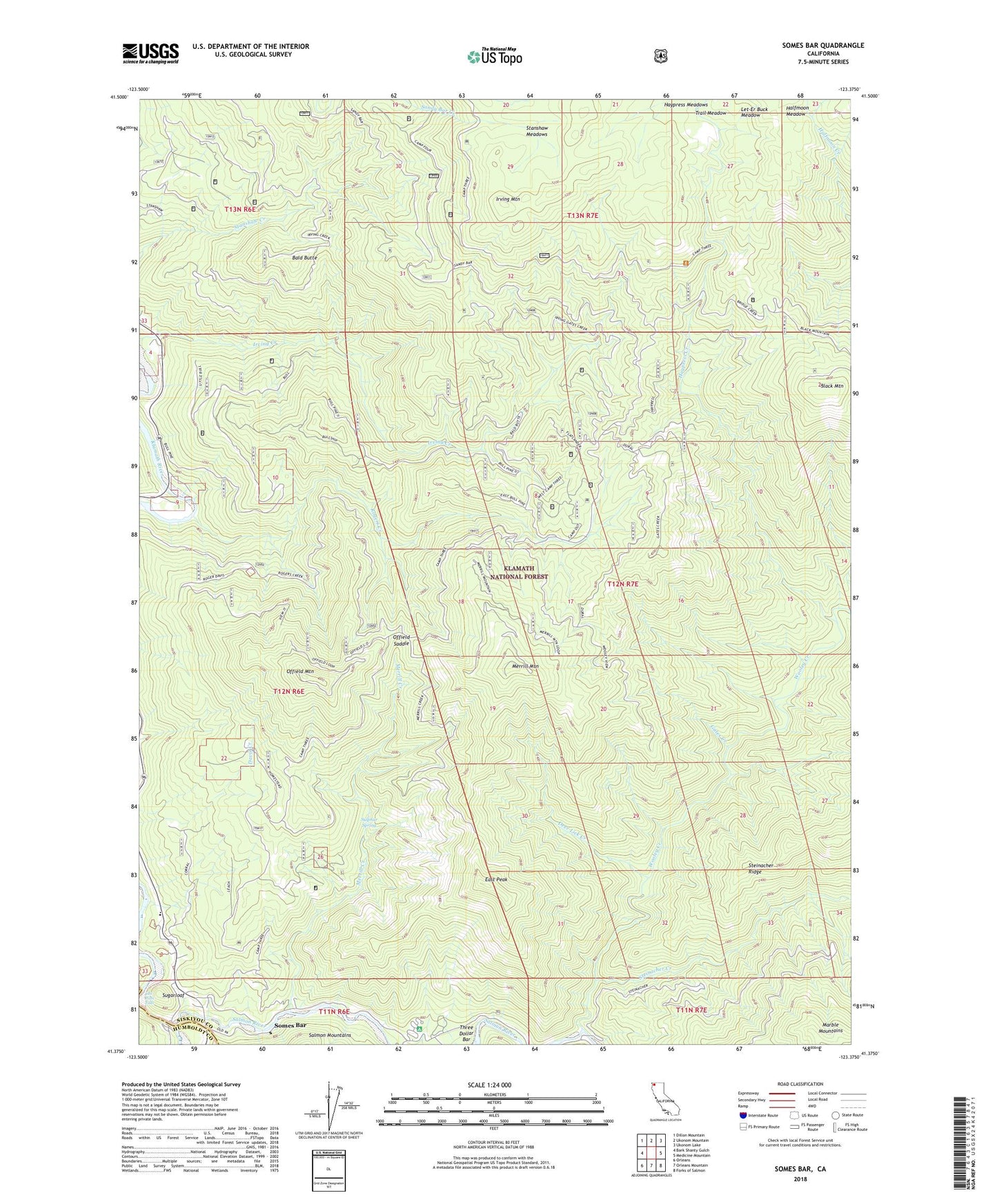 Somes Bar California US Topo Map Image