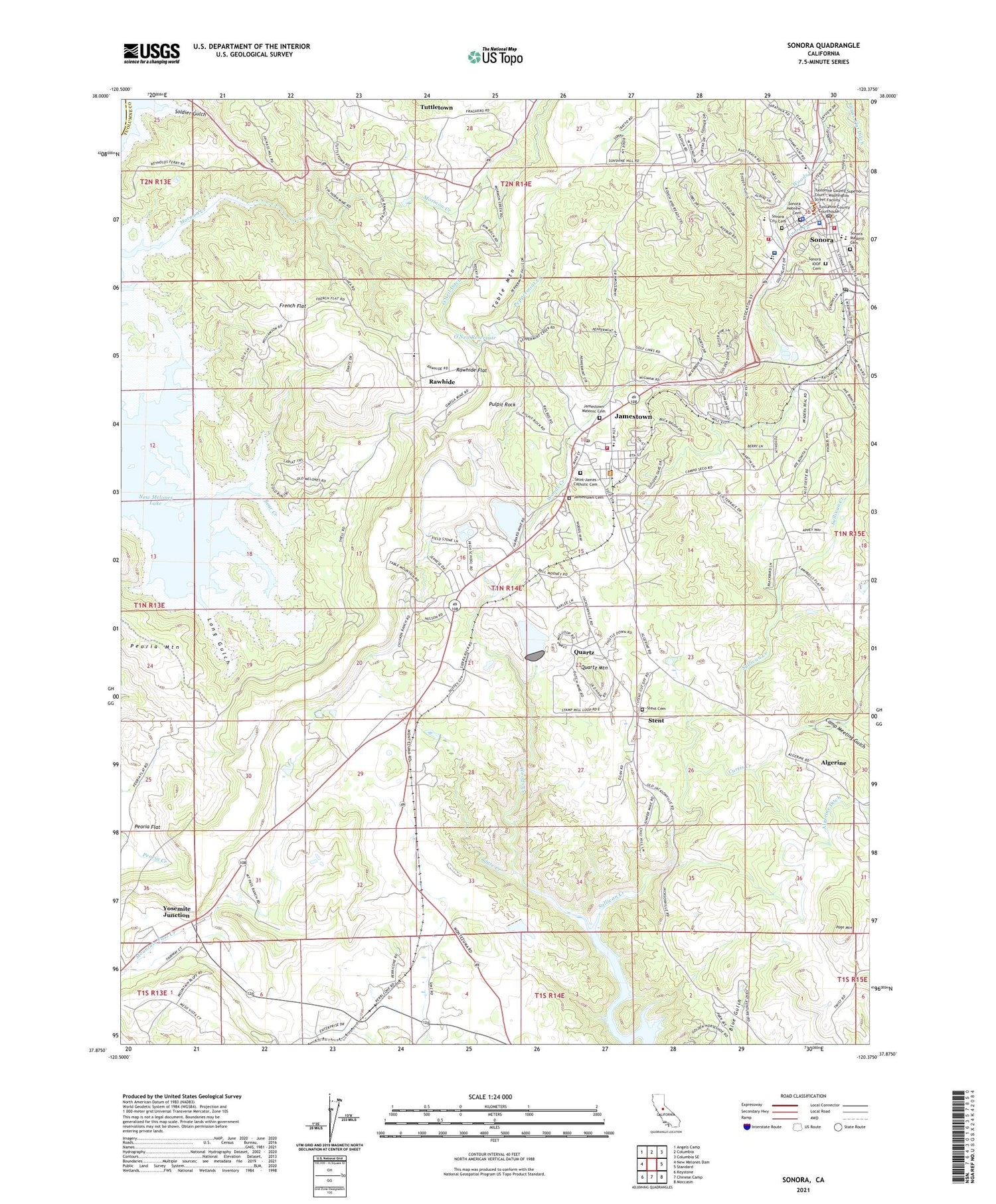 Sonora California US Topo Map Image