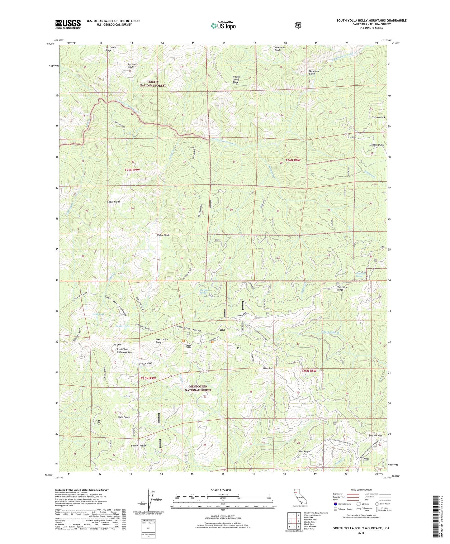 South Yolla Bolly Mountains California US Topo Map Image