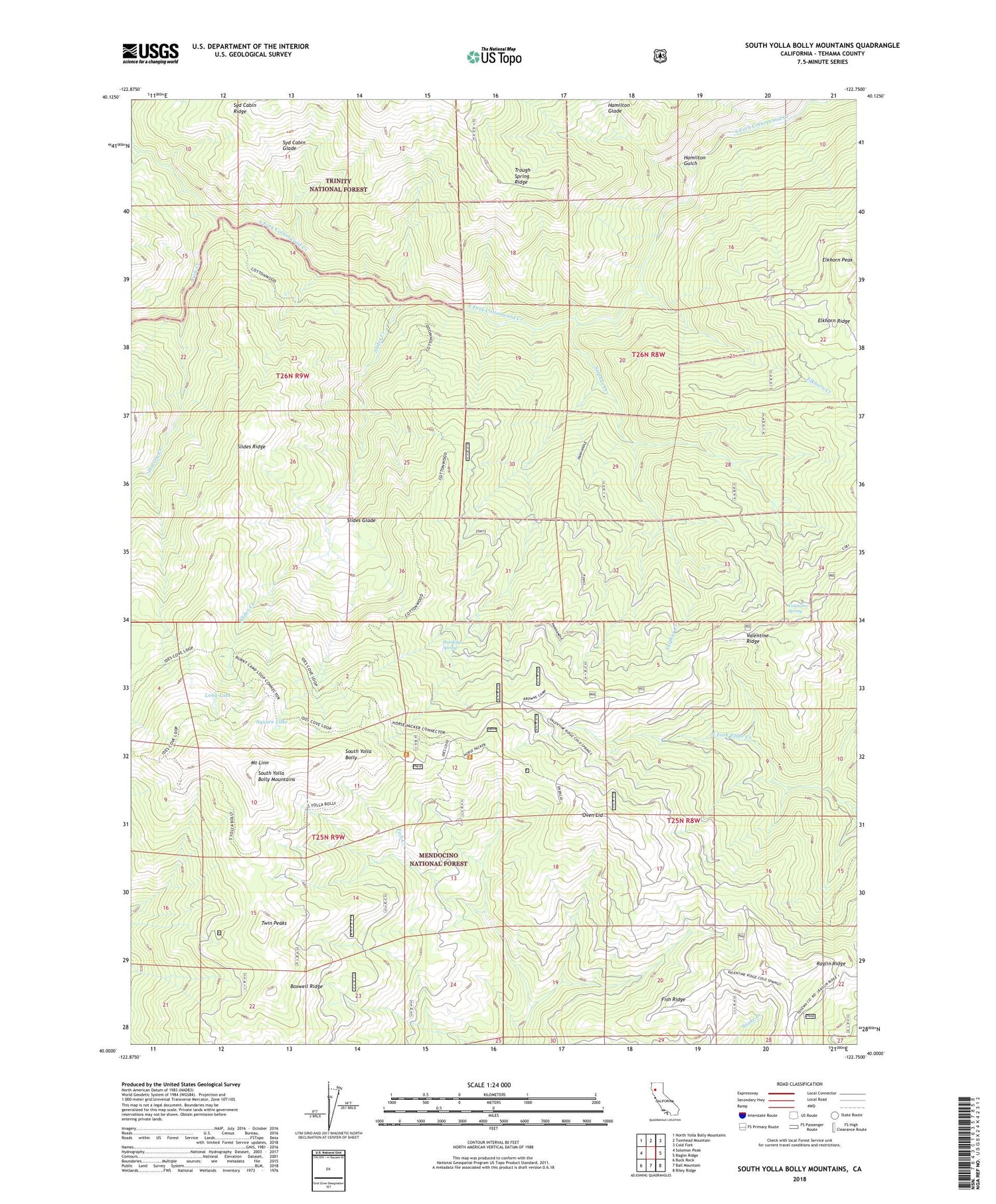 South Yolla Bolly Mountains California US Topo Map Image
