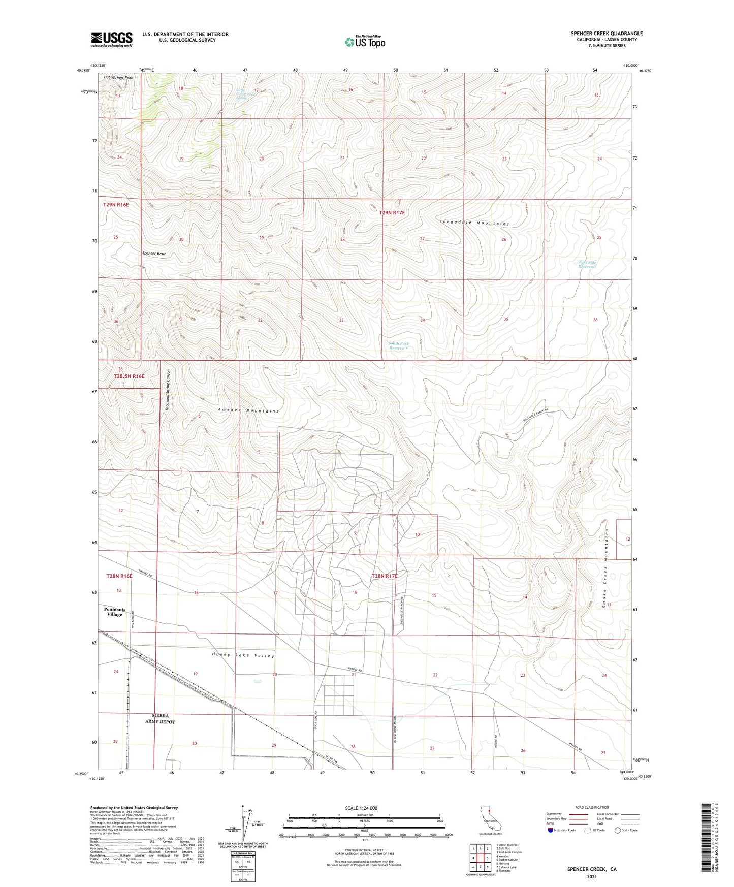 Spencer Creek California US Topo Map Image