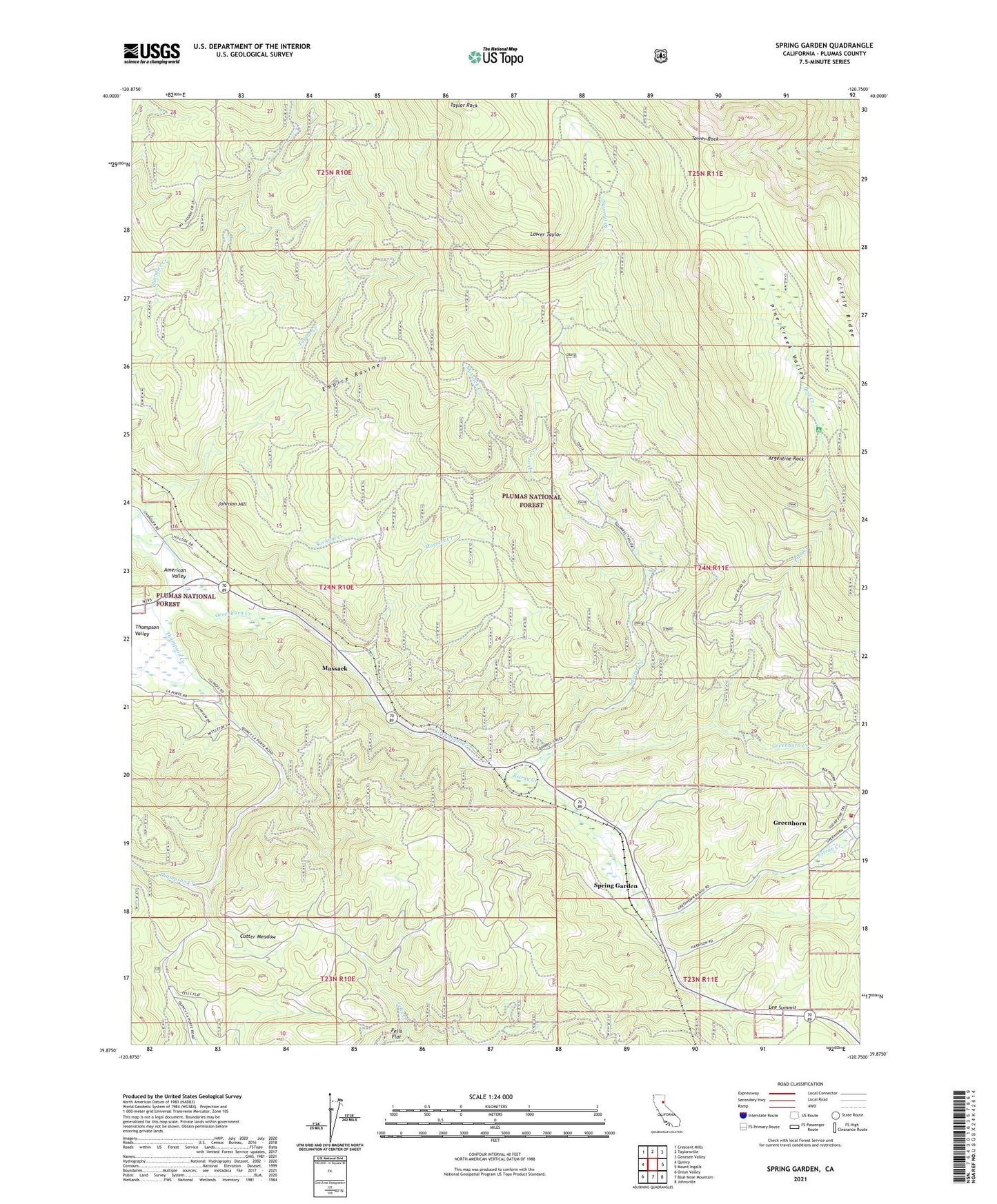 Spring Garden California US Topo Map Image