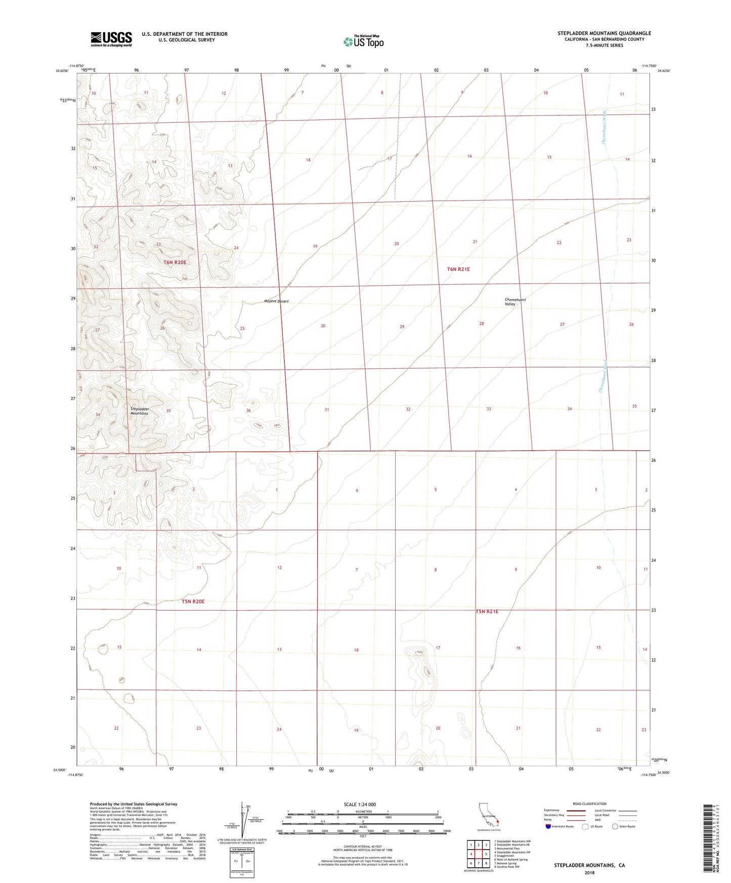 Stepladder Mountains California US Topo Map Image