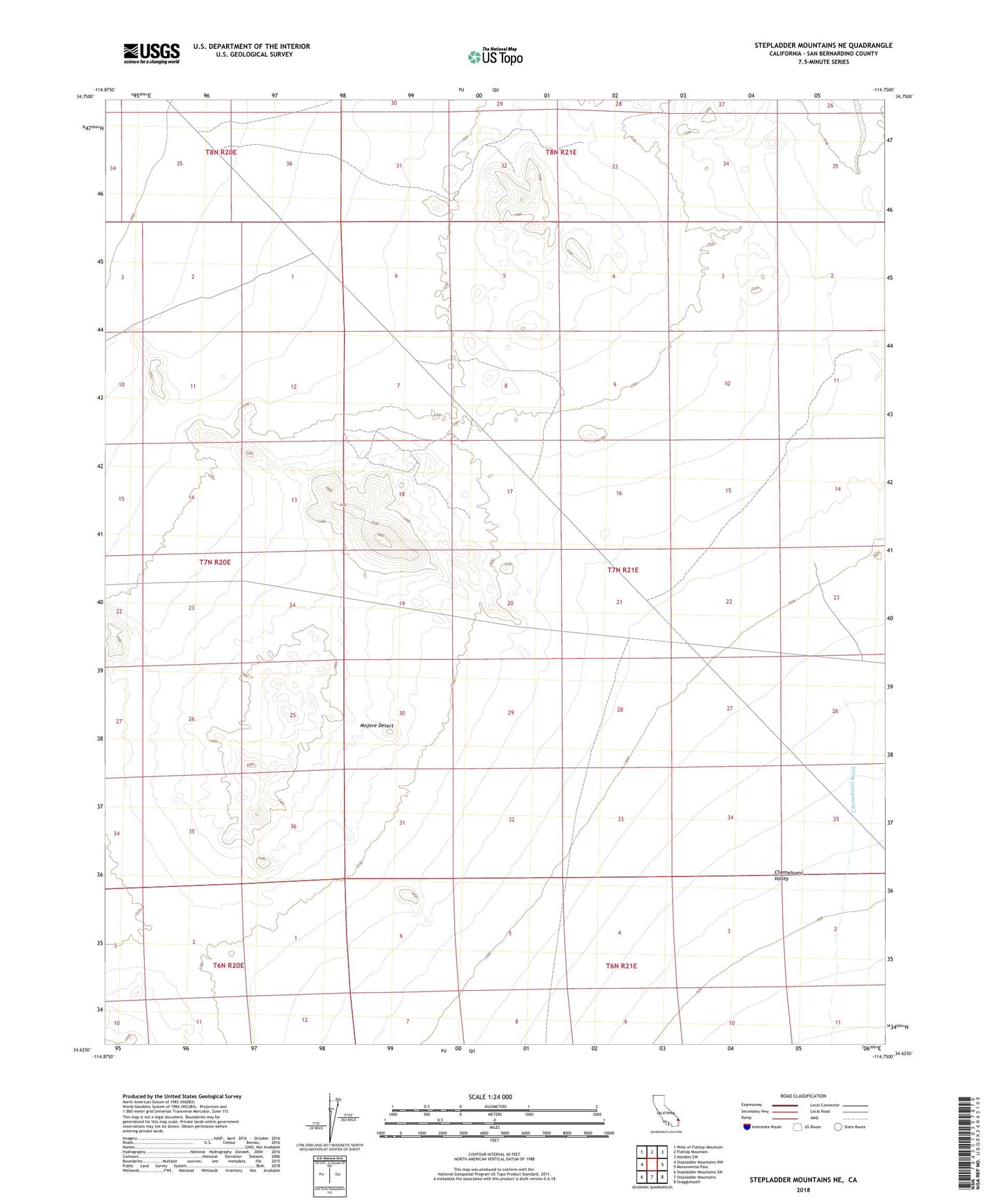 Stepladder Mountains NE California US Topo Map Image