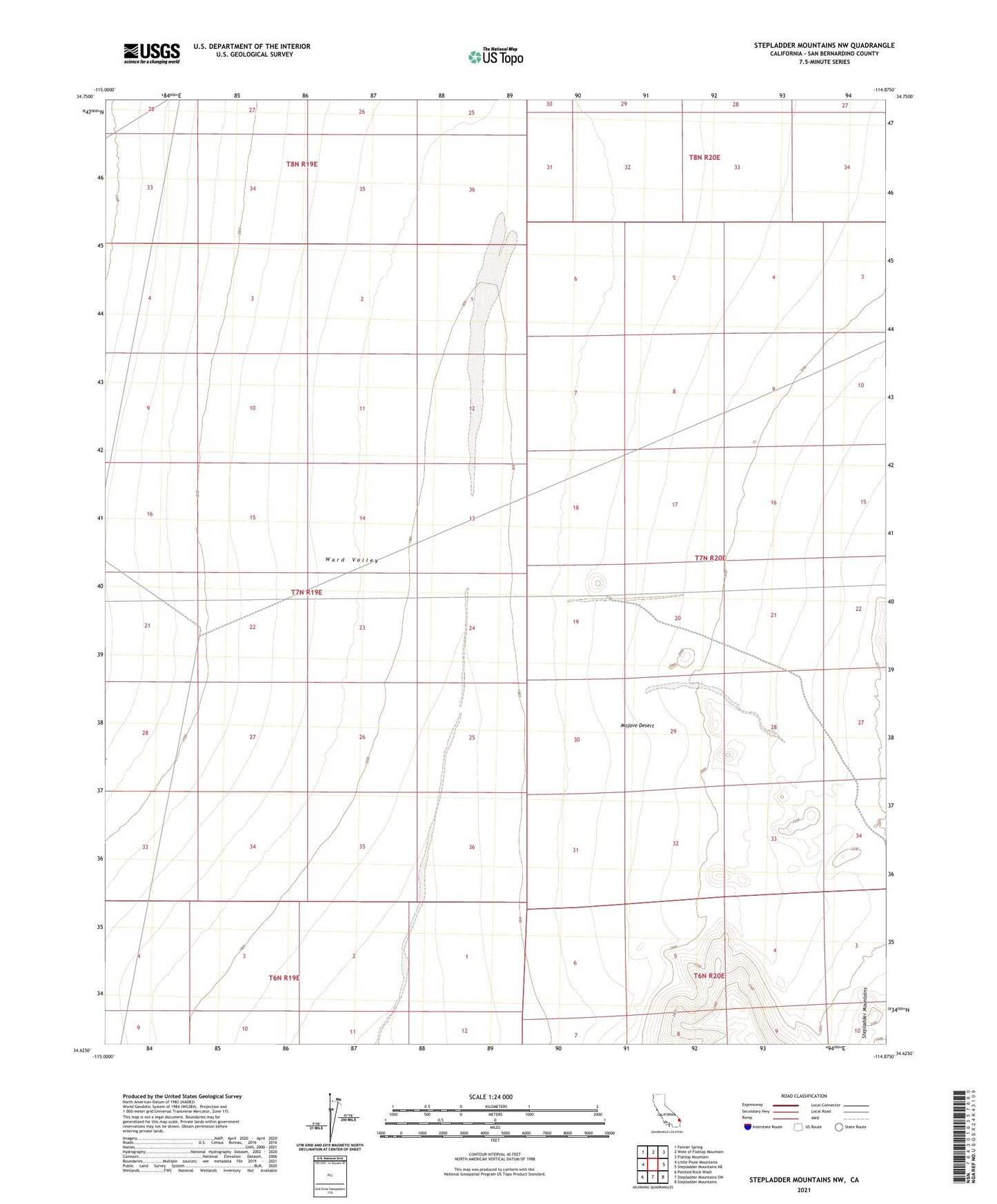 Stepladder Mountains NW California US Topo Map Image