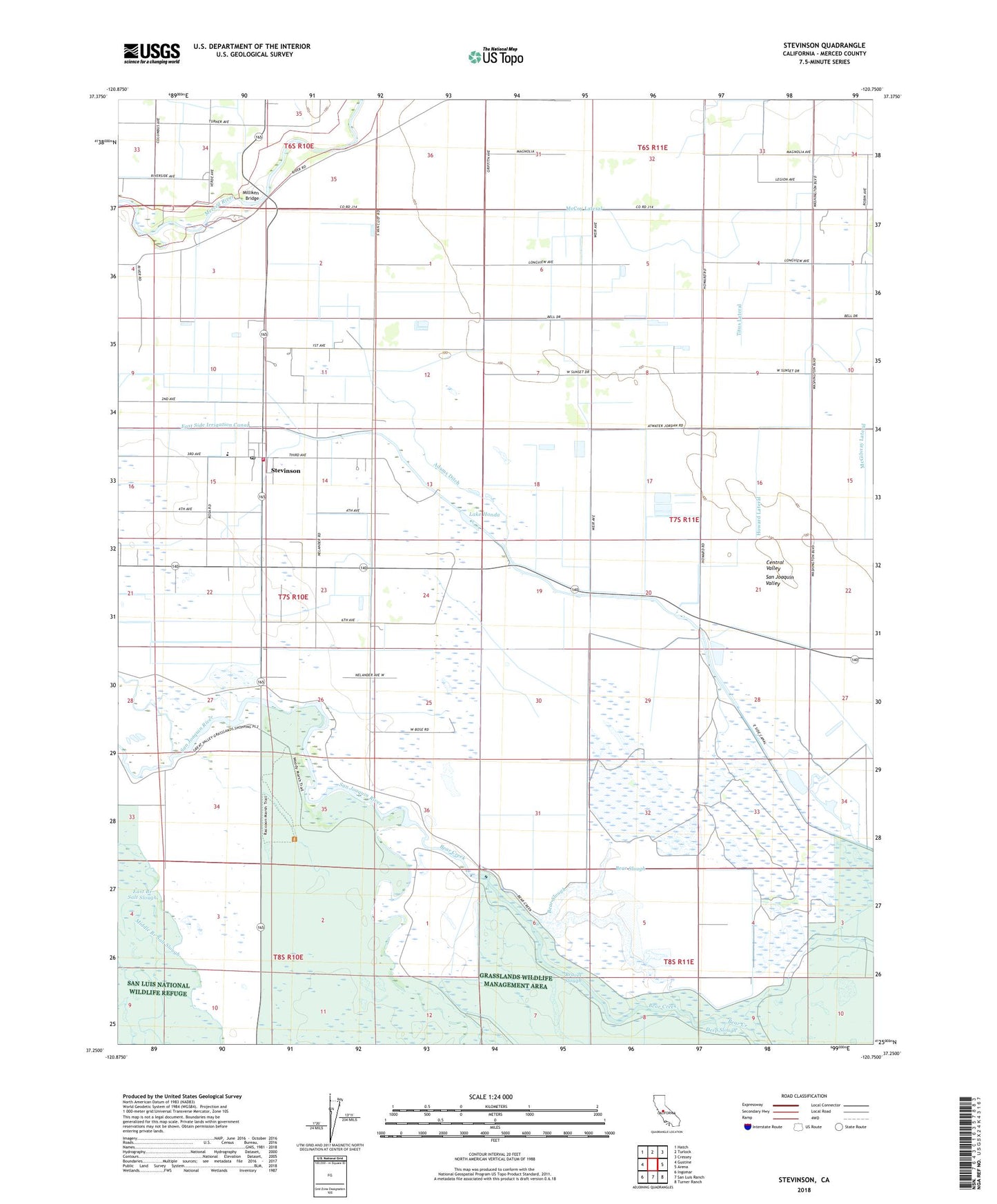 Stevinson California US Topo Map Image
