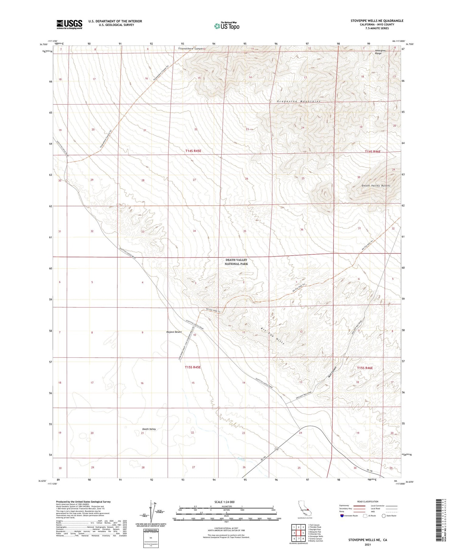 Stovepipe Wells NE California US Topo Map Image