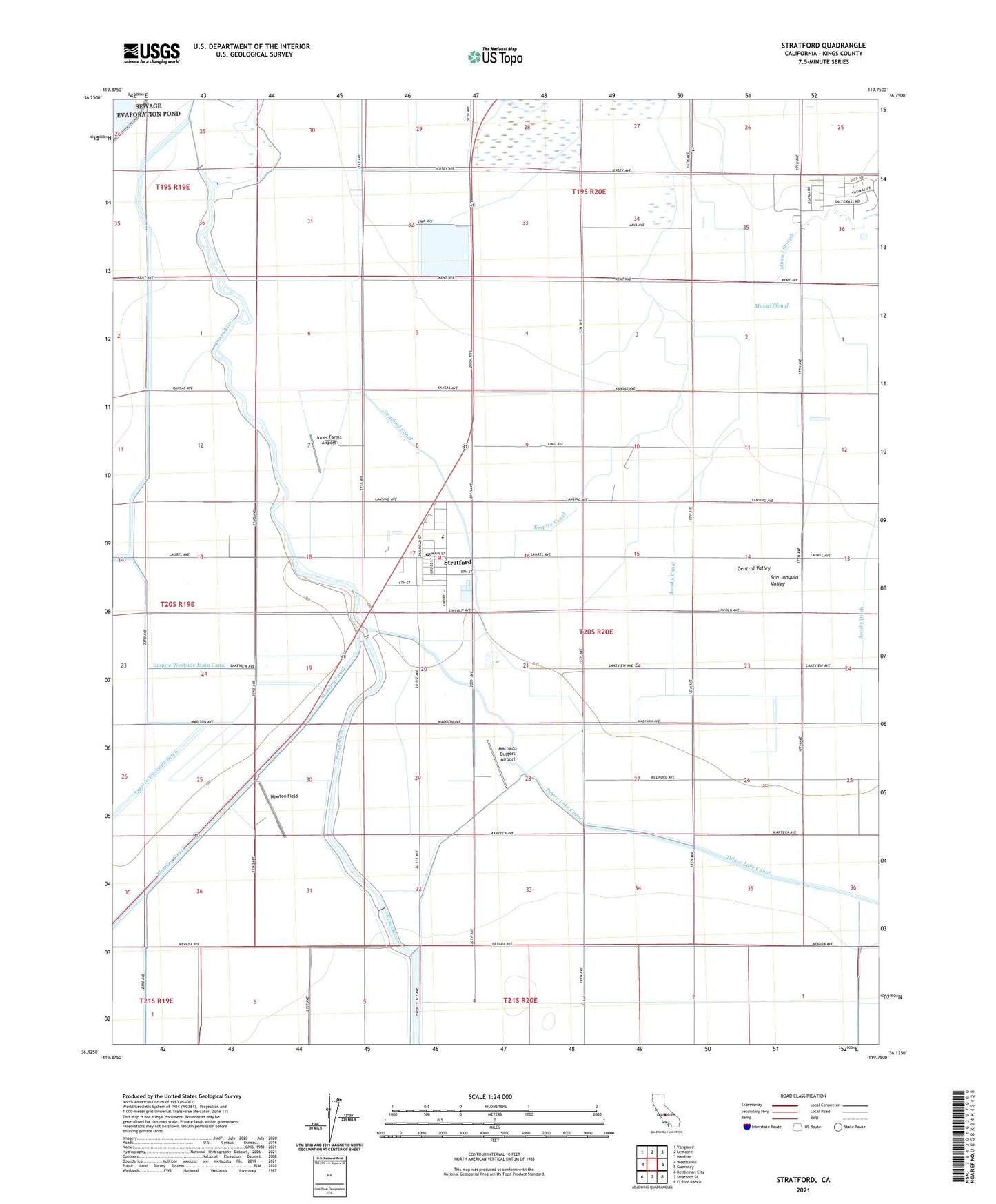 Stratford California US Topo Map Image