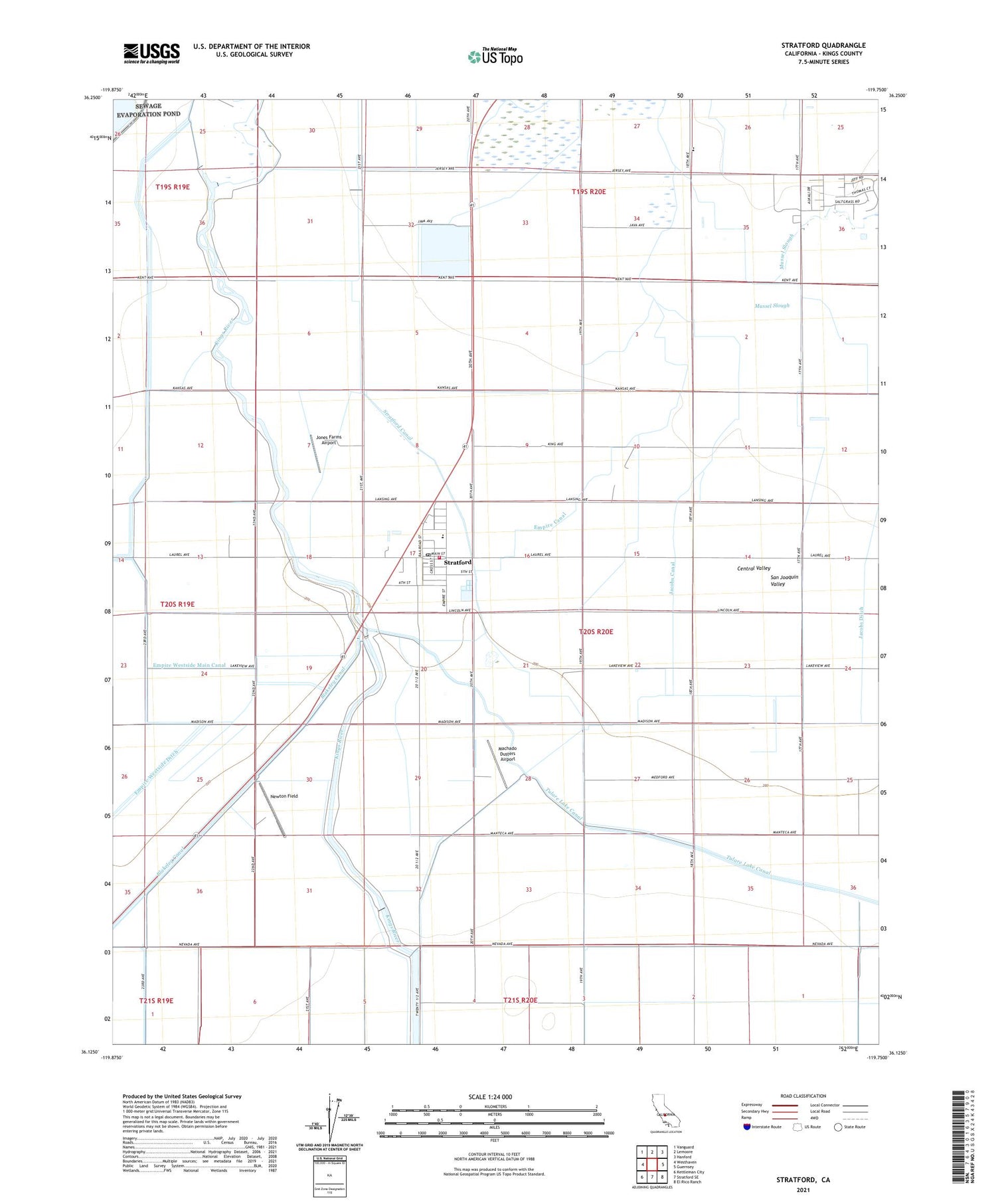 Stratford California US Topo Map Image