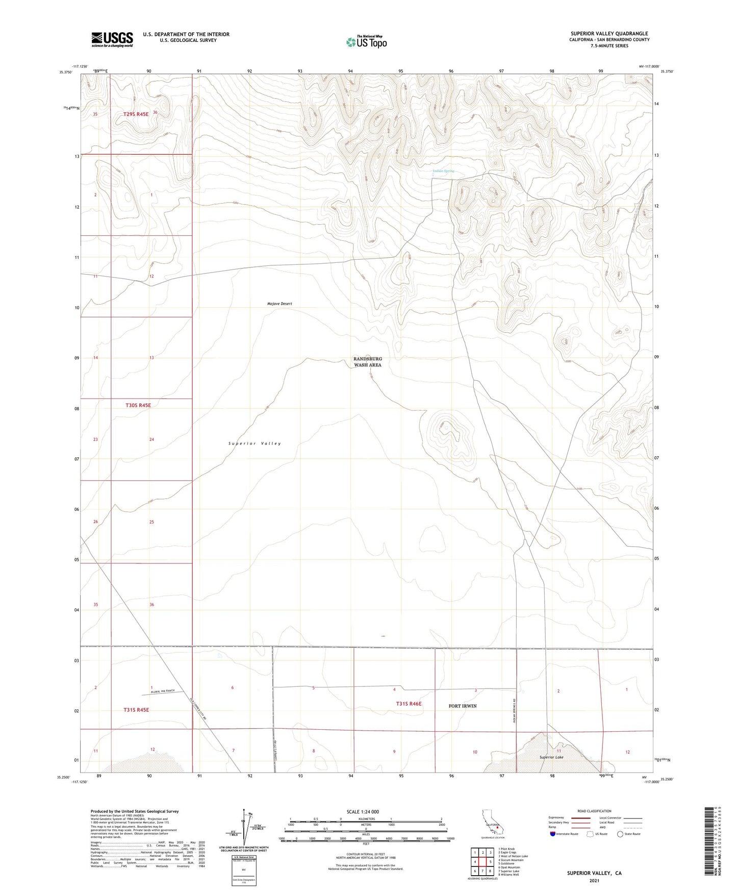 Superior Valley California US Topo Map Image