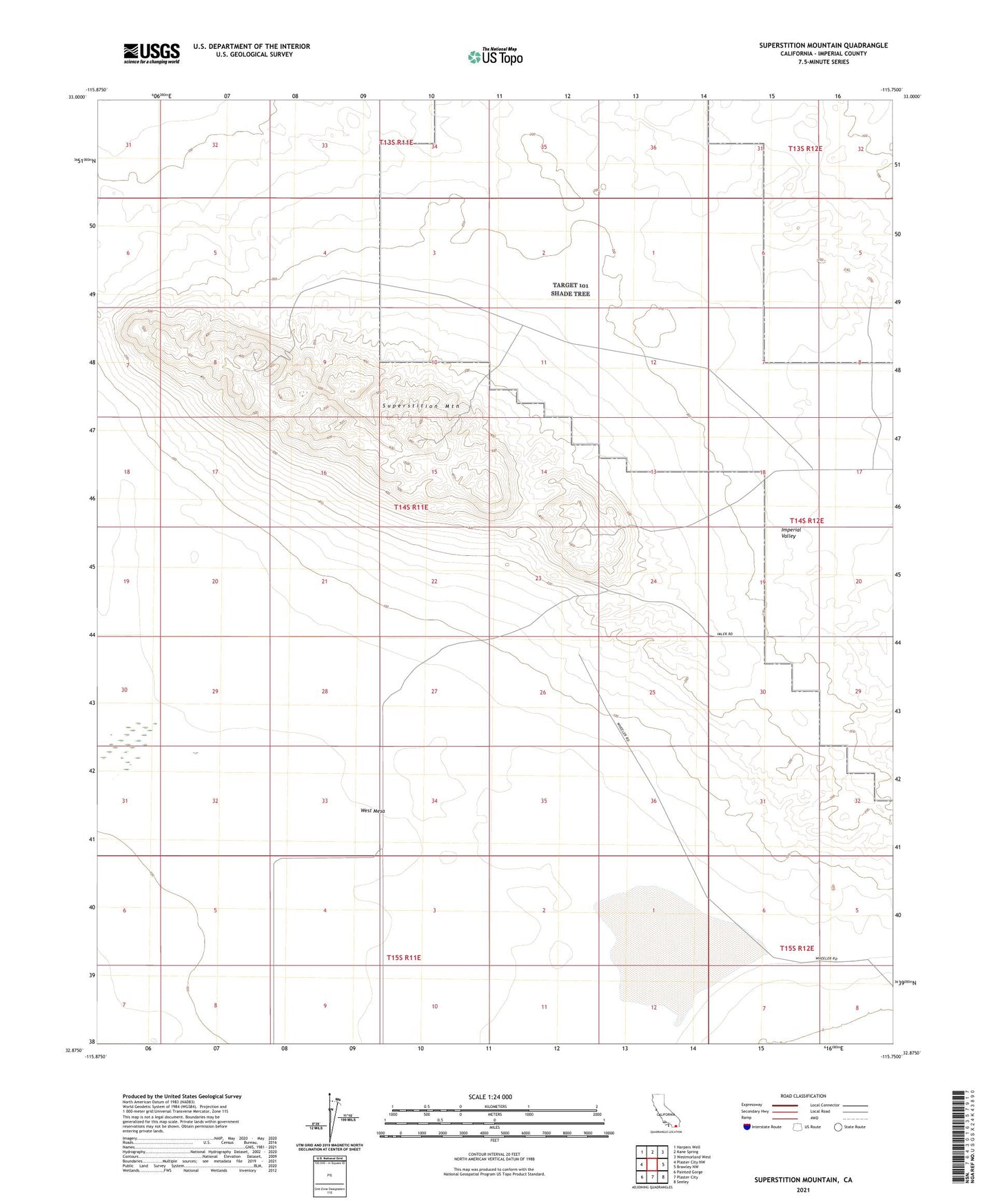 Superstition Mountain California US Topo Map Image