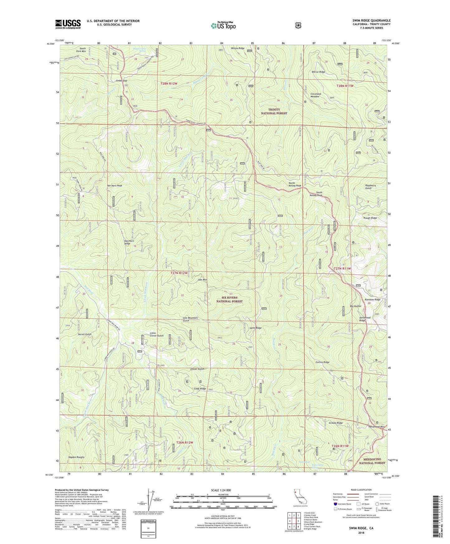 Swim Ridge California US Topo Map Image