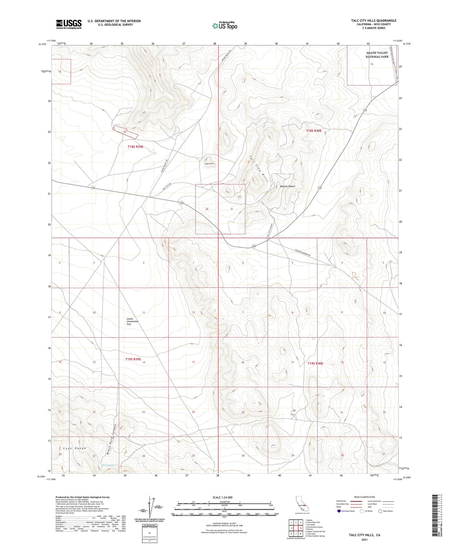 Talc City Hills California US Topo Map Image