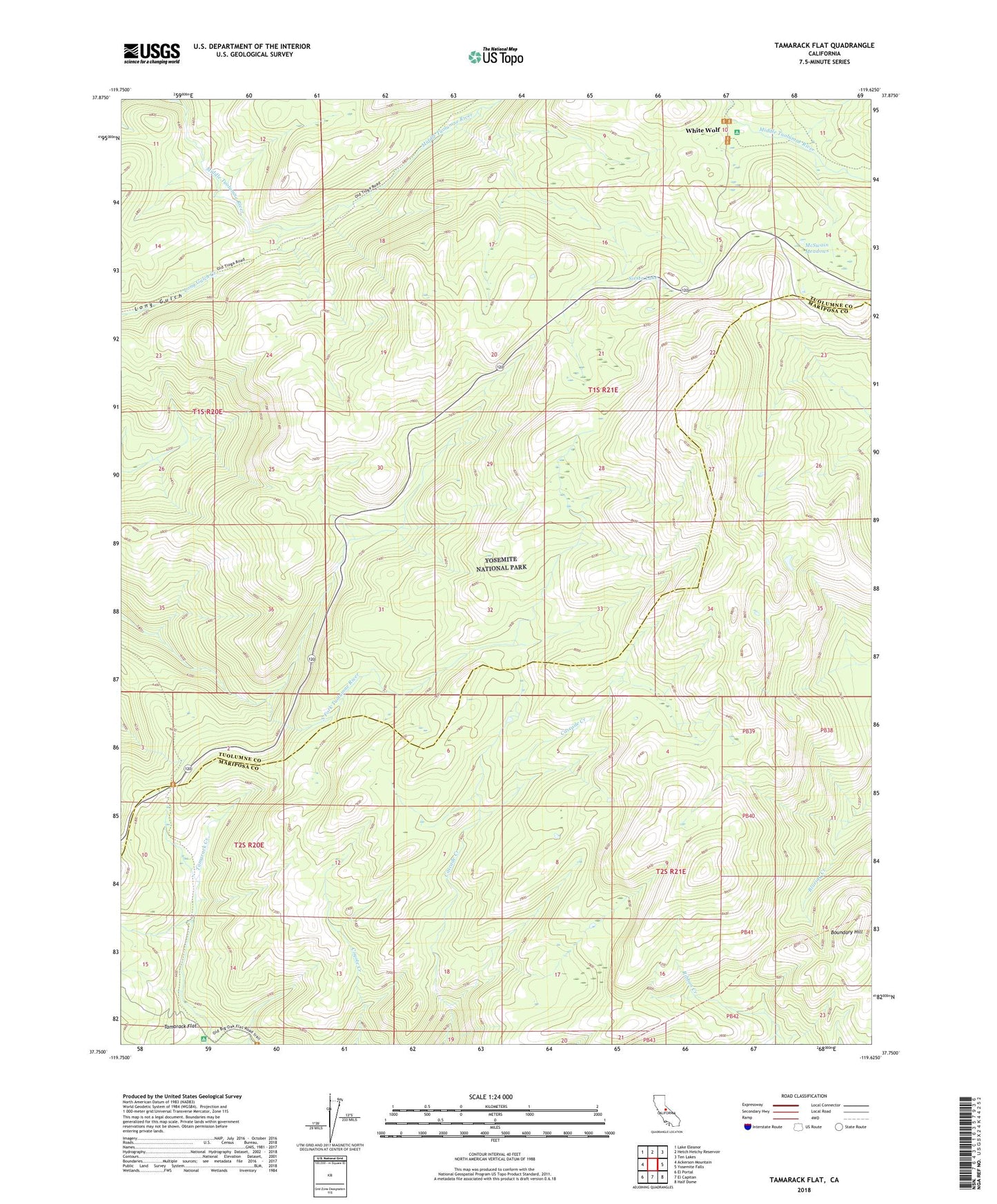 Tamarack Flat California US Topo Map Image