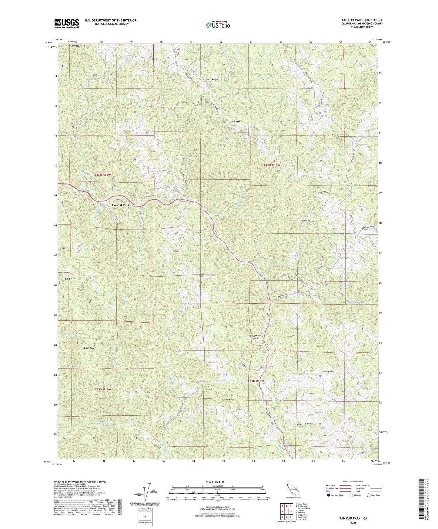 Tan Oak Park California US Topo Map Image