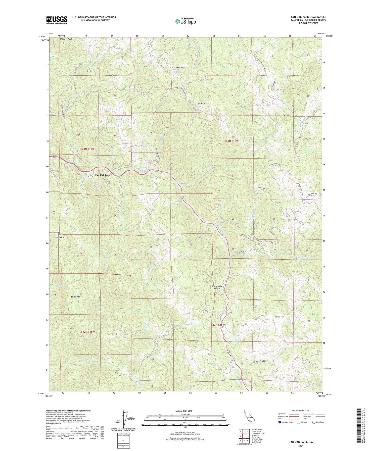 Tan Oak Park California US Topo Map Image