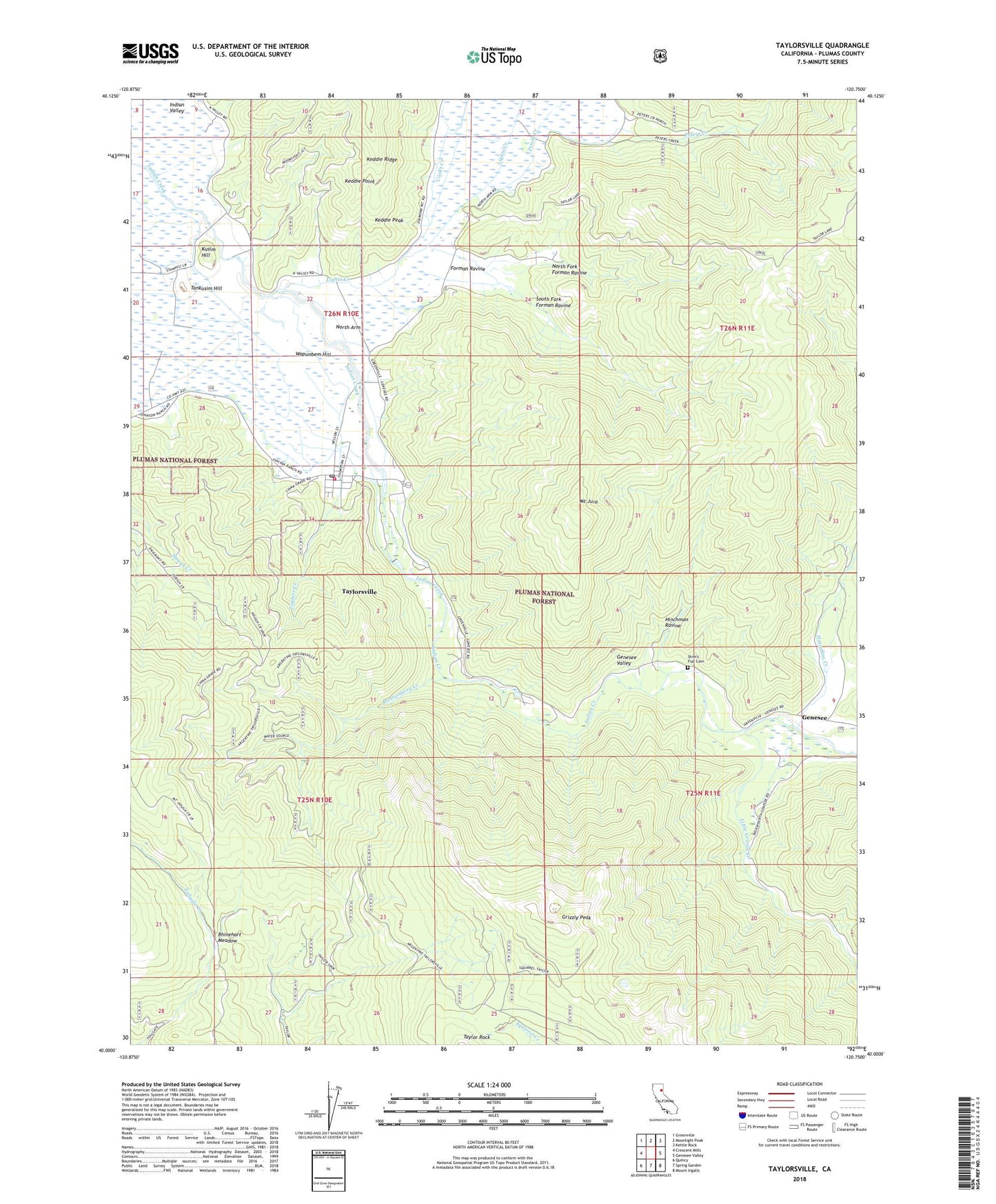Taylorsville California US Topo Map Image
