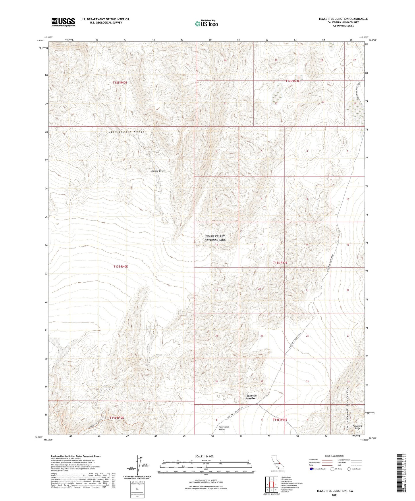 Teakettle Junction California US Topo Map Image