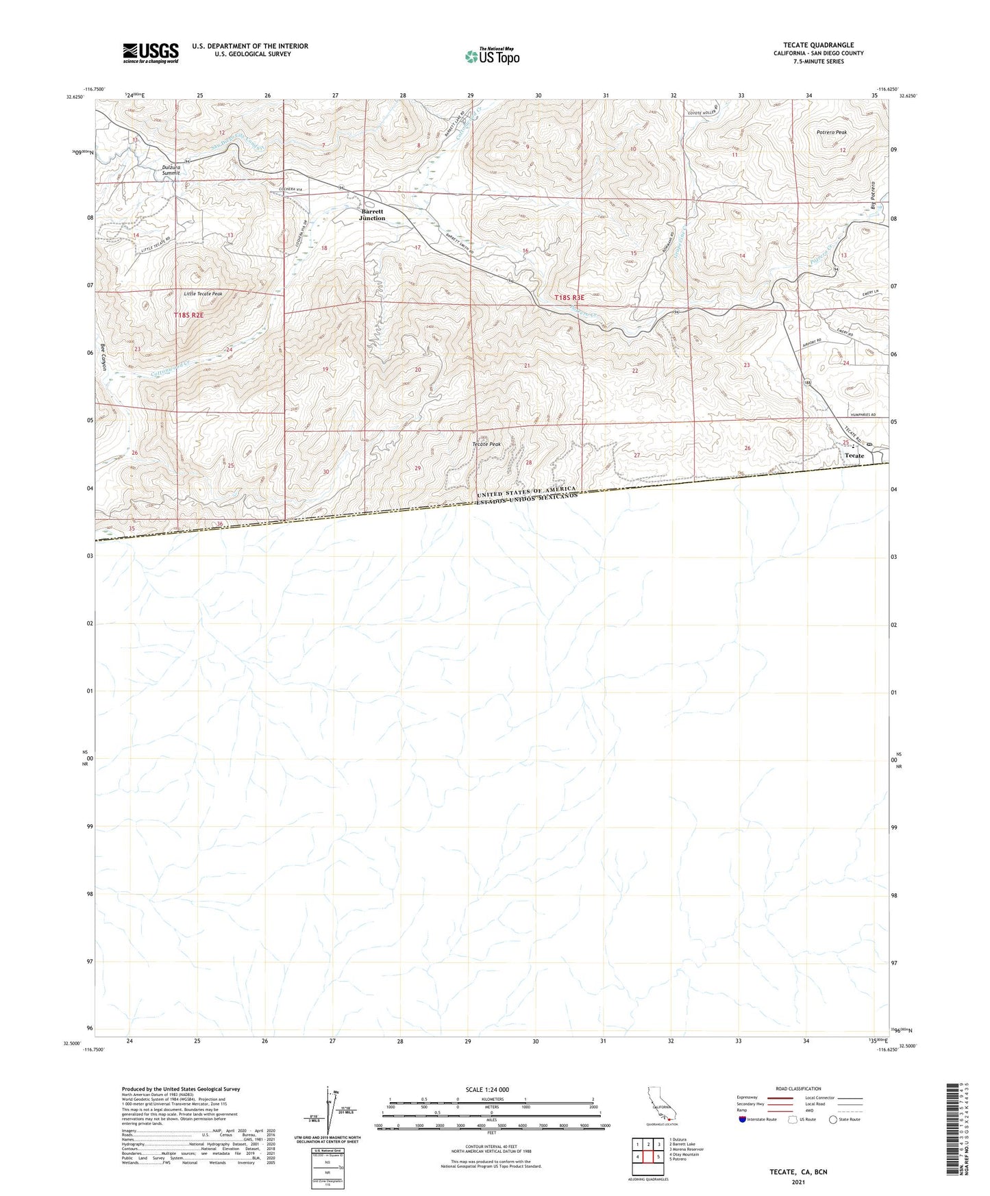 Tecate California US Topo Map Image